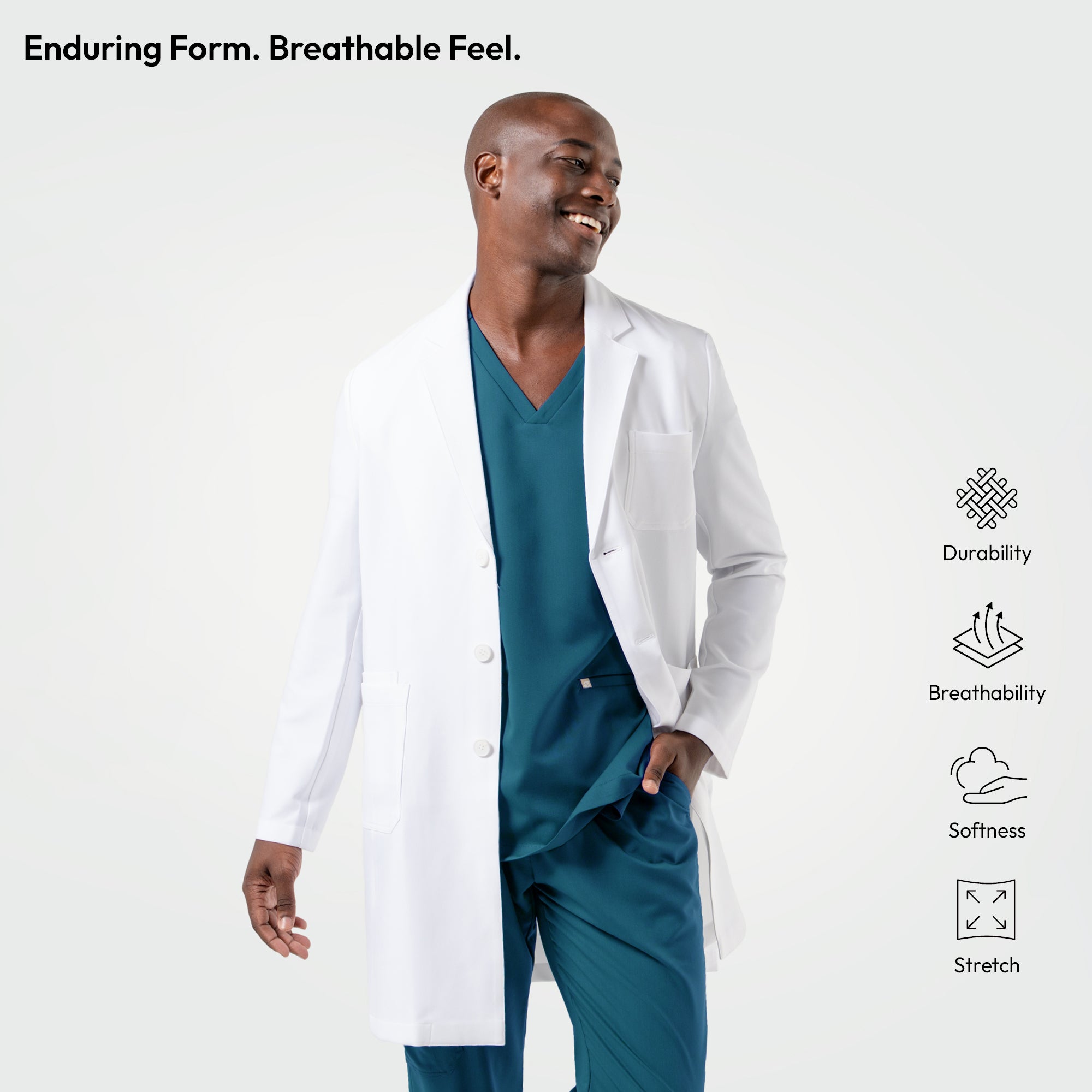 Image of Zenir | Men's Standard Long Lab Coat LCM-301 - White
