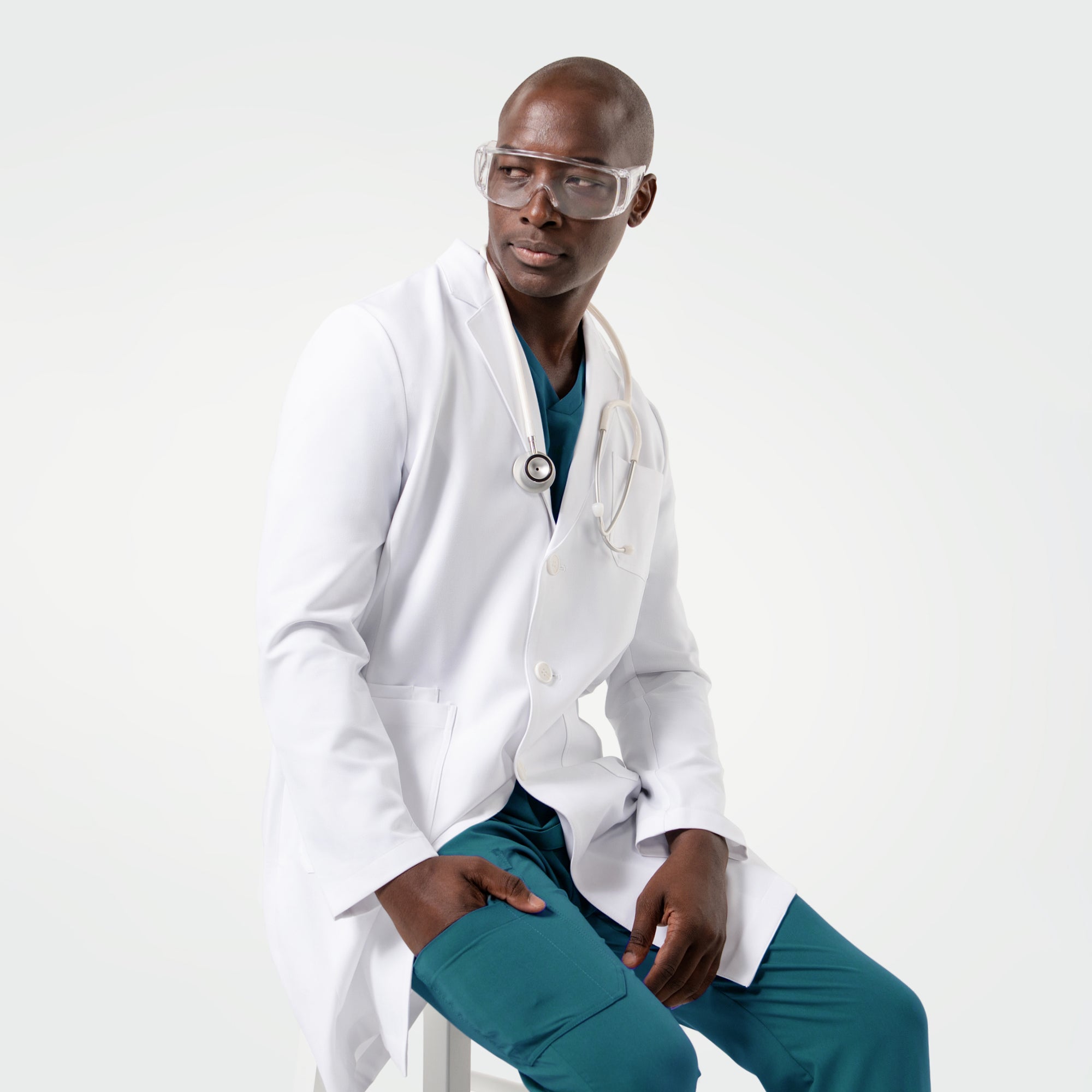 Image of Zenir | Men's Standard Long Lab Coat LCM-301 - White