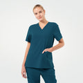 Zenir | Women's Double Pocket Scrub Top - Ocean Teal