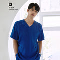 TUL | DS-167 Men's V-Snap Zipper Scrub Top - Royal Blue