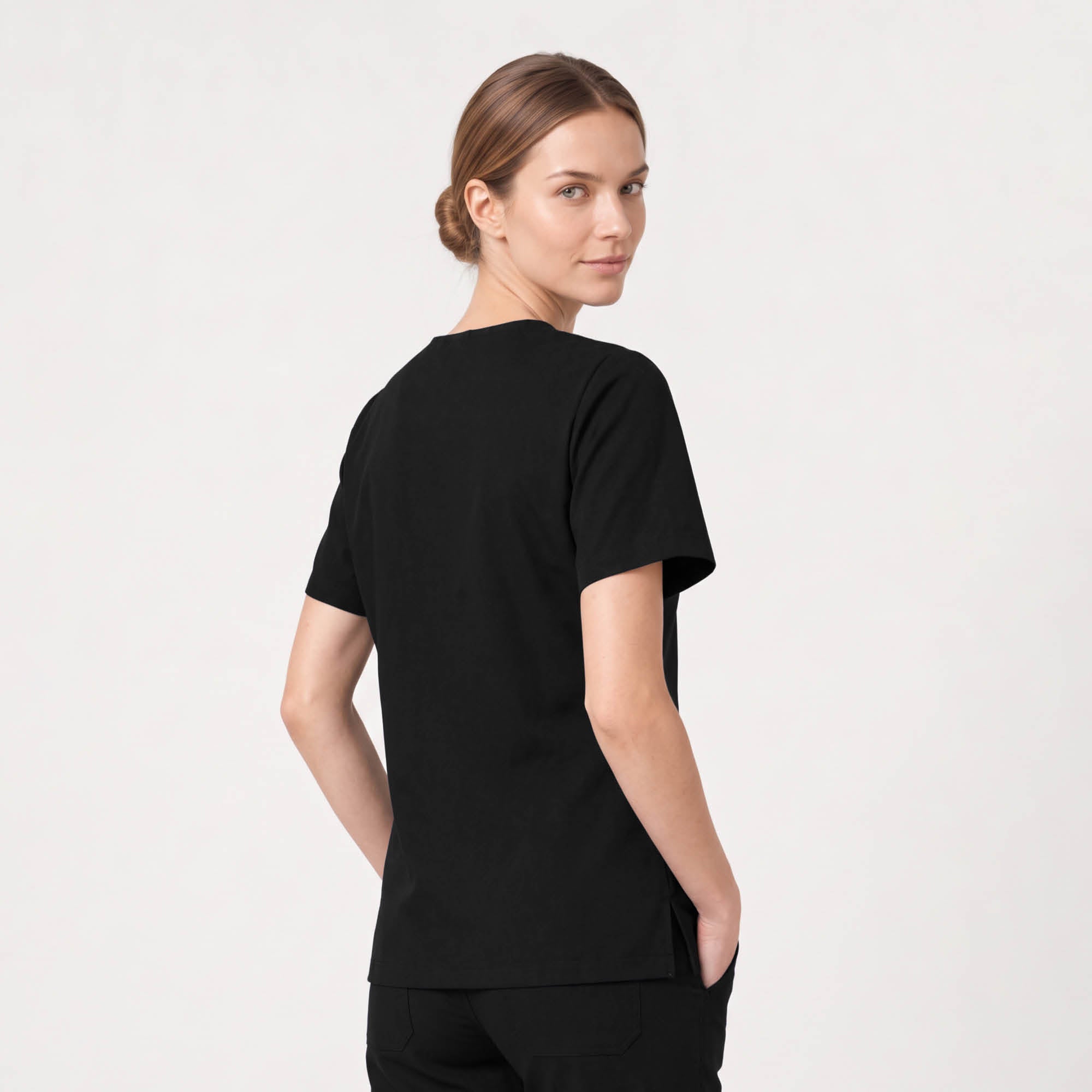 Image of Zenir | Women's Double Pocket Scrub Top - Eco Black
