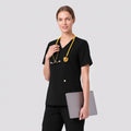 Zenir | Women's Double Pocket Scrub Top - Eco Black