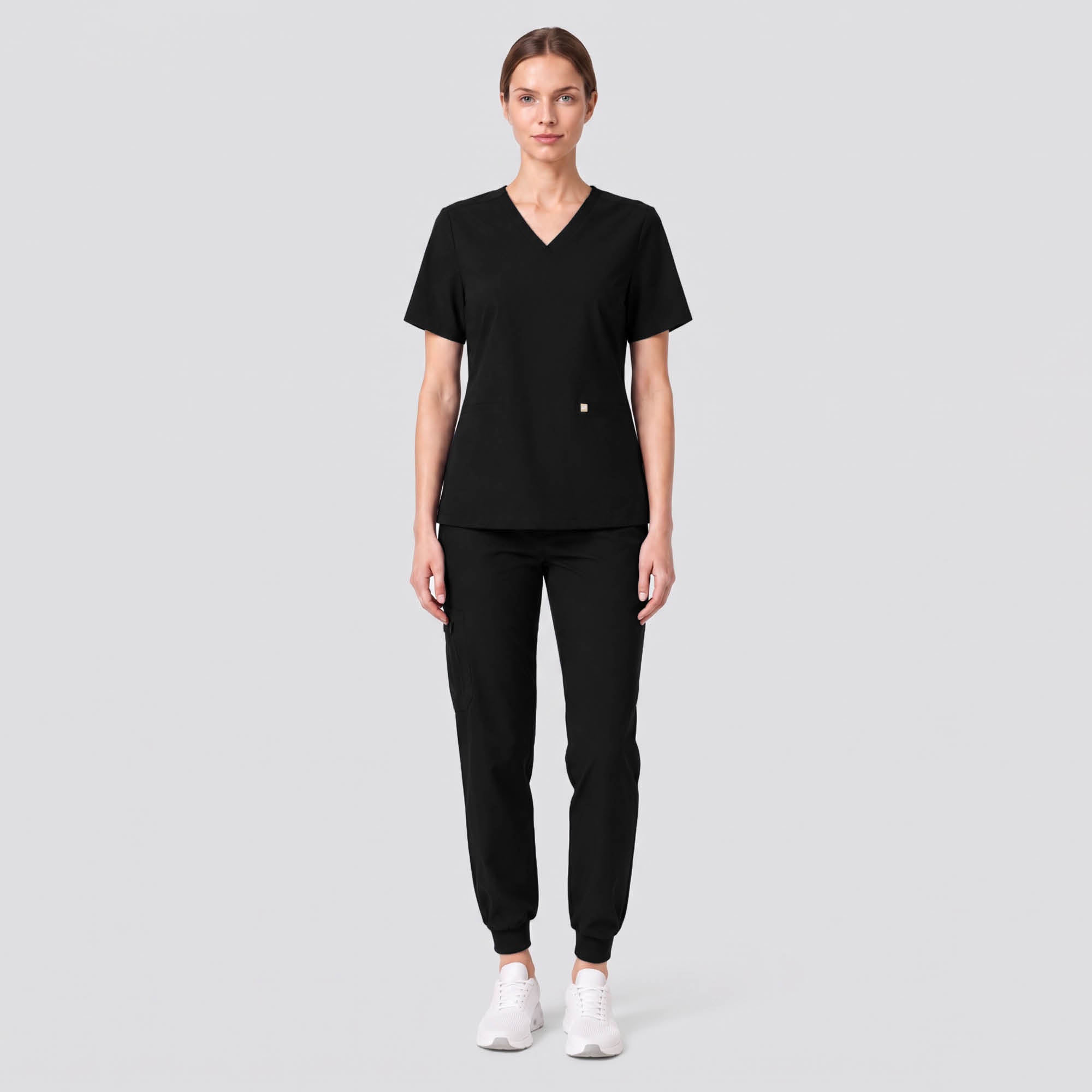 Image of Zenir | Women's Double Pocket Scrub Top - Eco Black
