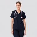 Zenir | Women's Double Pocket Scrub Top - Eco Navy