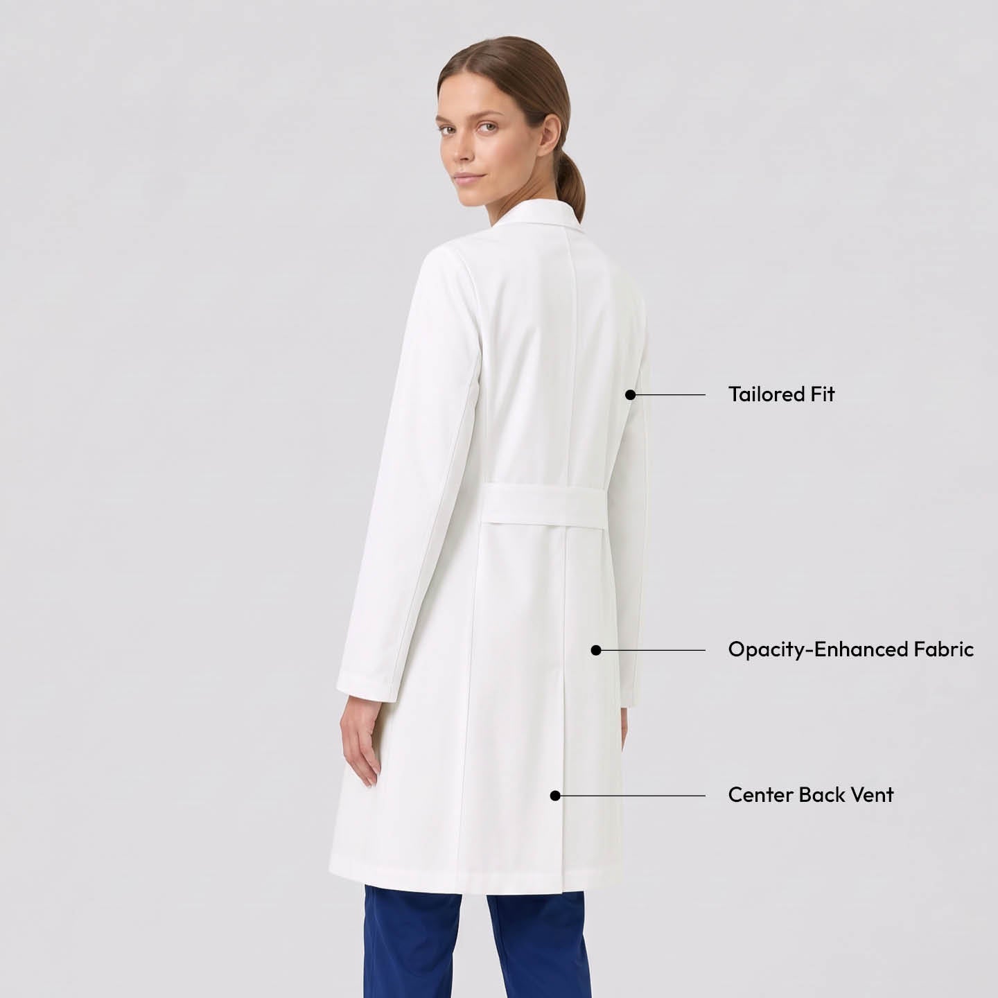 Image of Zenir | Structured Nuevo Long Lab Coat LCW-203 - Ivory White
