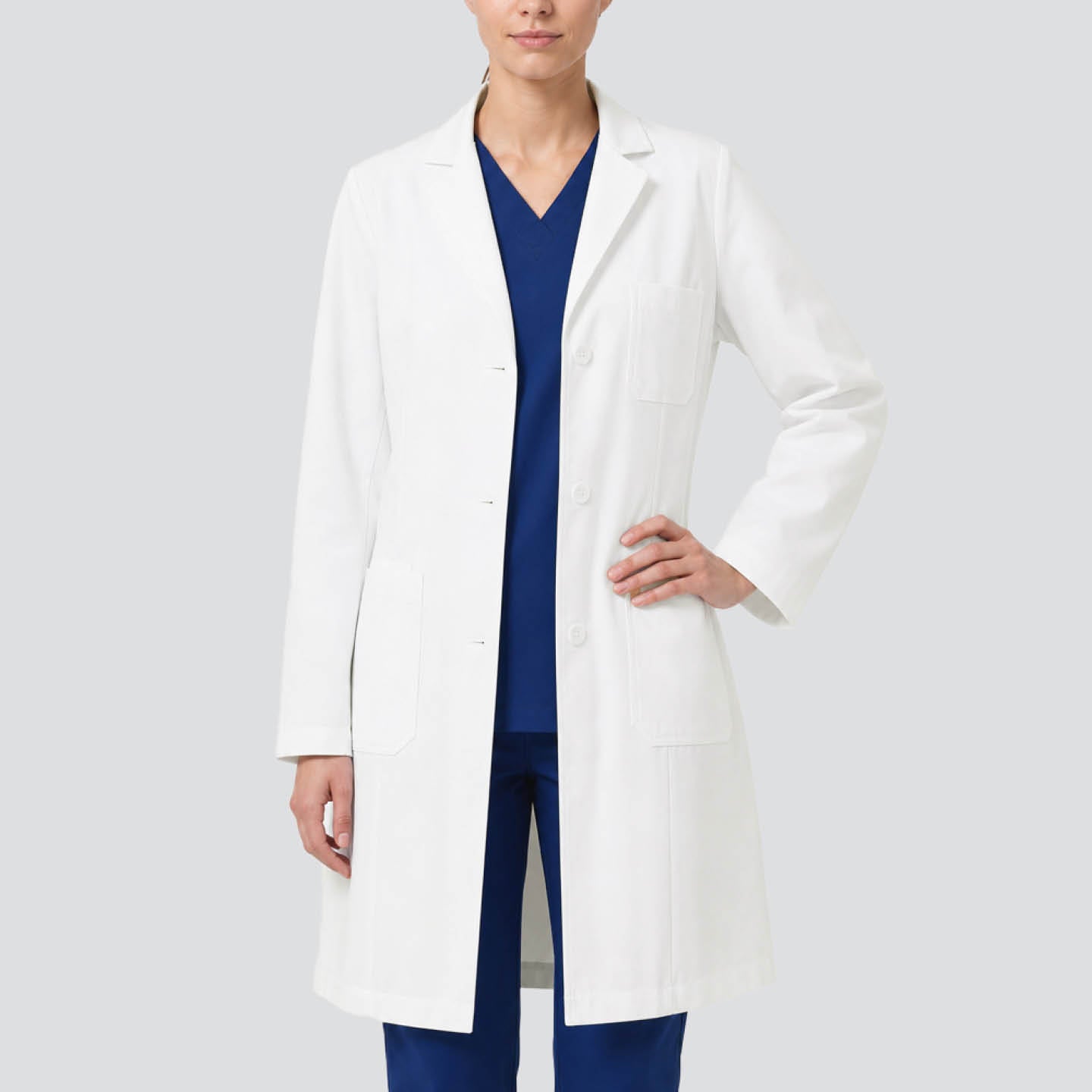 Image of Zenir | Structured Nuevo Long Lab Coat LCW-203 - Ivory White