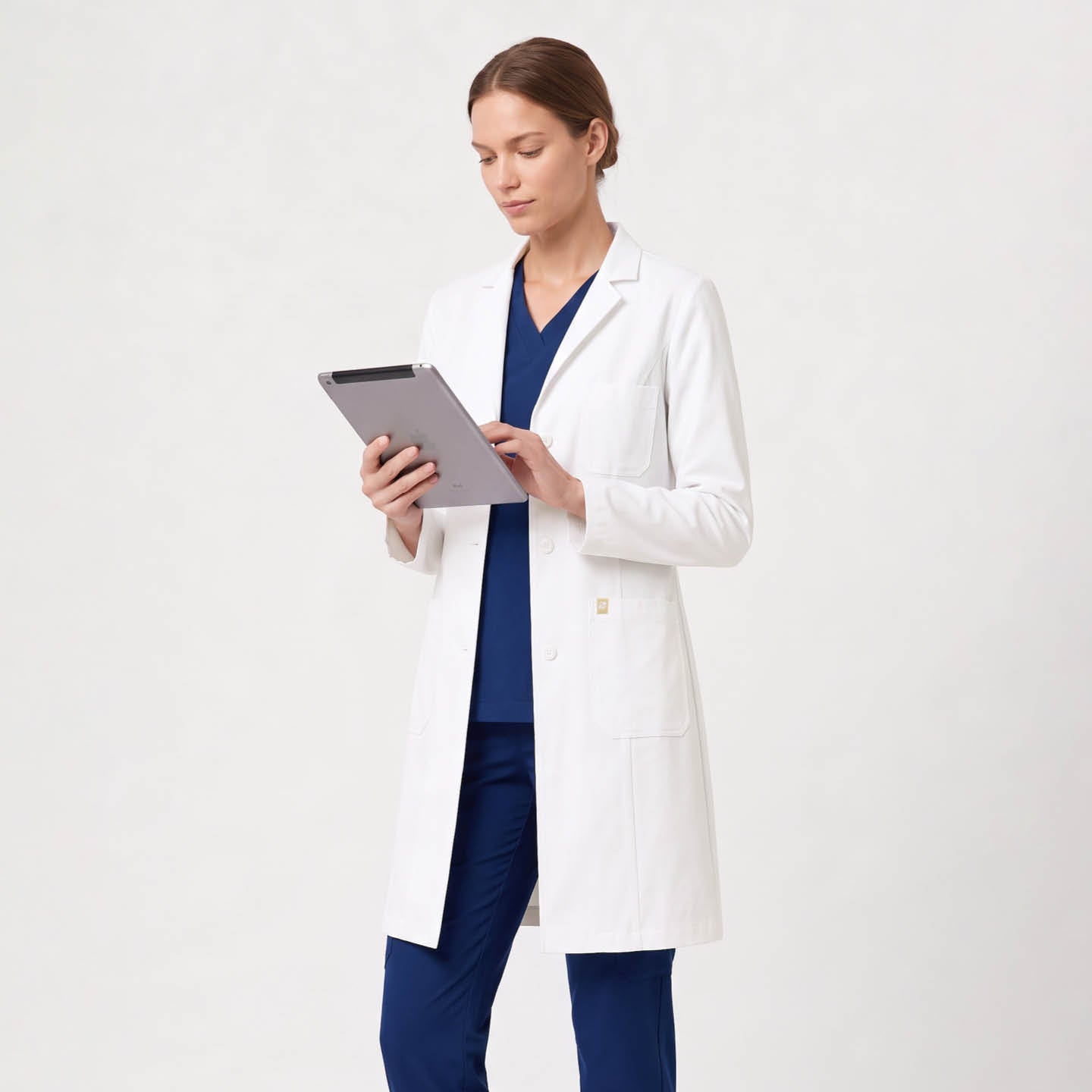 Image of Zenir | Structured Nuevo Long Lab Coat LCW-203 - Ivory White