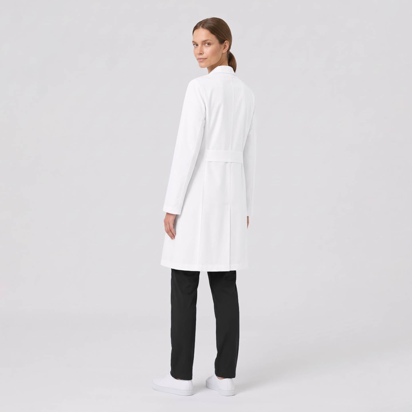 Image of Zenir |  Women's Straight Long Lab Coat LCW-303 - White