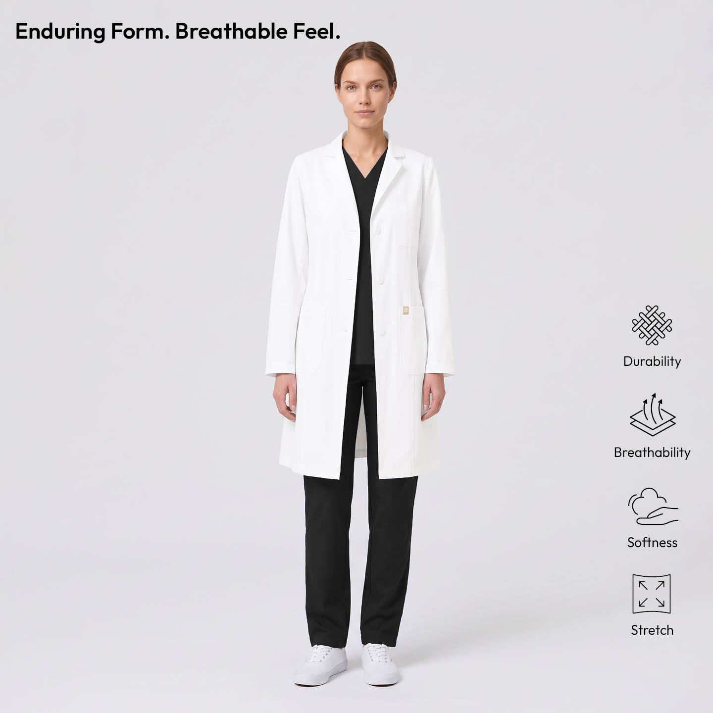 Image of Zenir |  Women's Straight Long Lab Coat LCW-303 - White