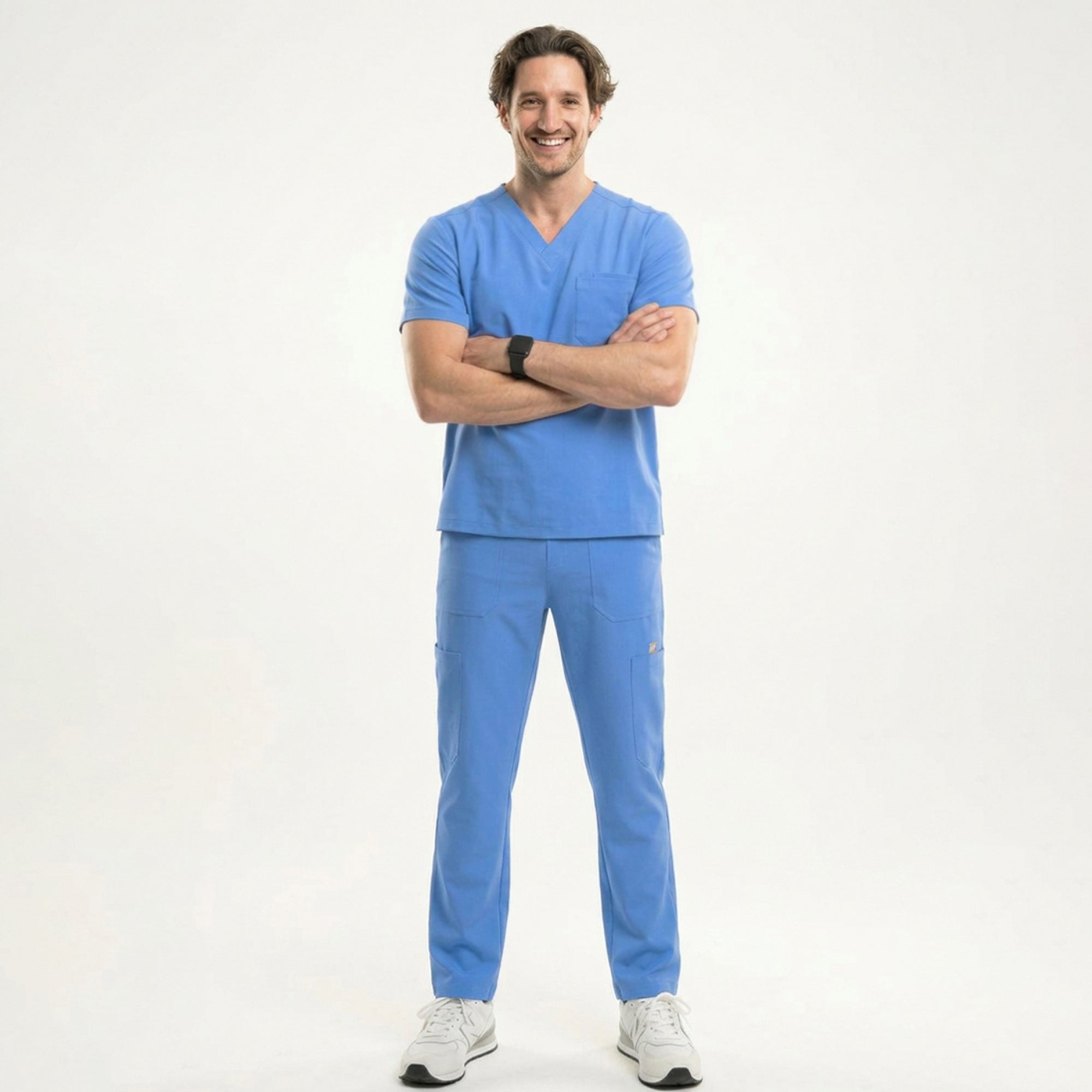 Zenir | Men's 3-Pocket Scrub Top - Ceil Blue
