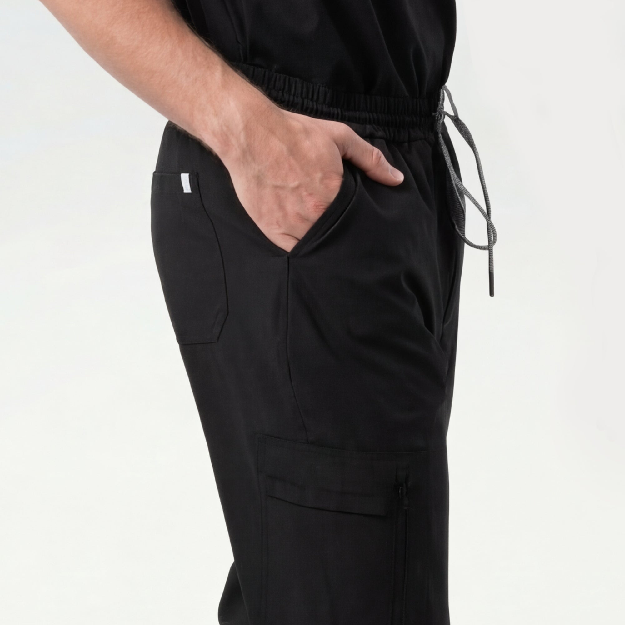 Image of Zenir | Men's Zipper Pocket Jogger Scrub Pants - Eco Black