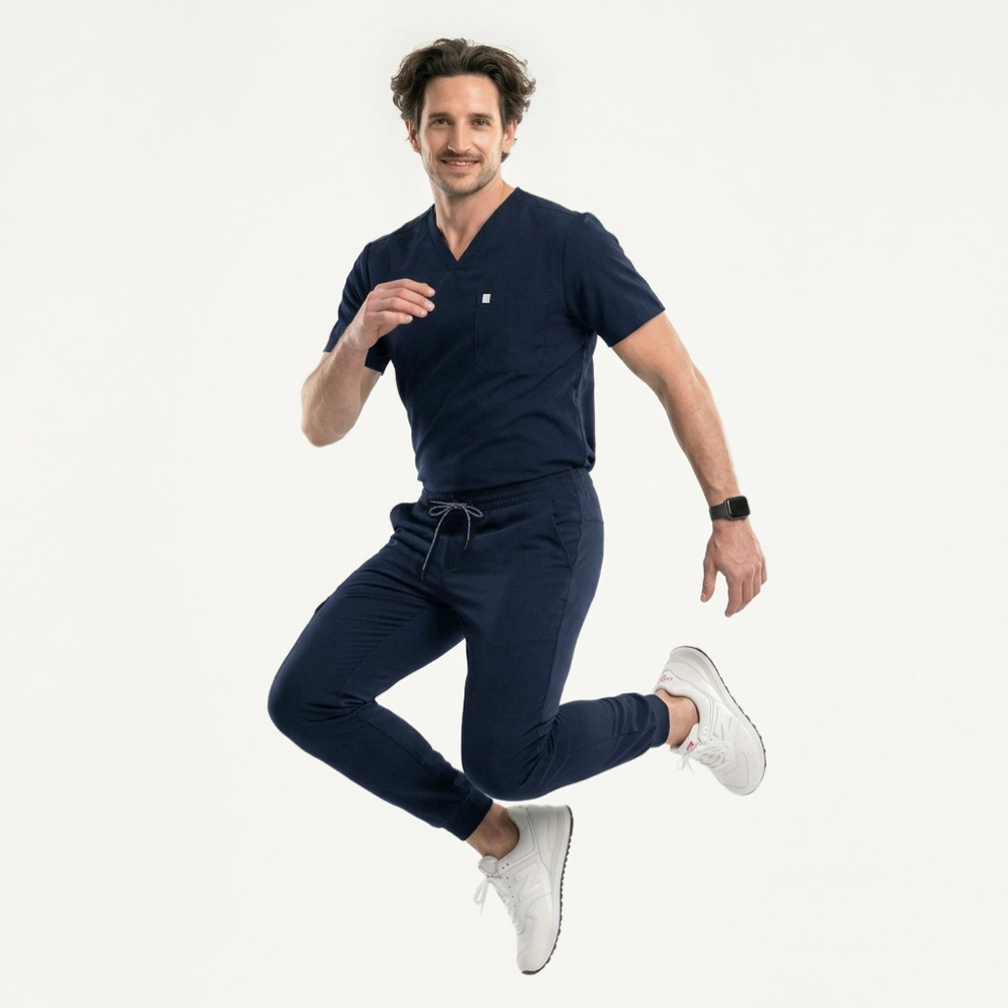 Image of Zenir | Men's Single Pocket Scrub Top - Eco Navy