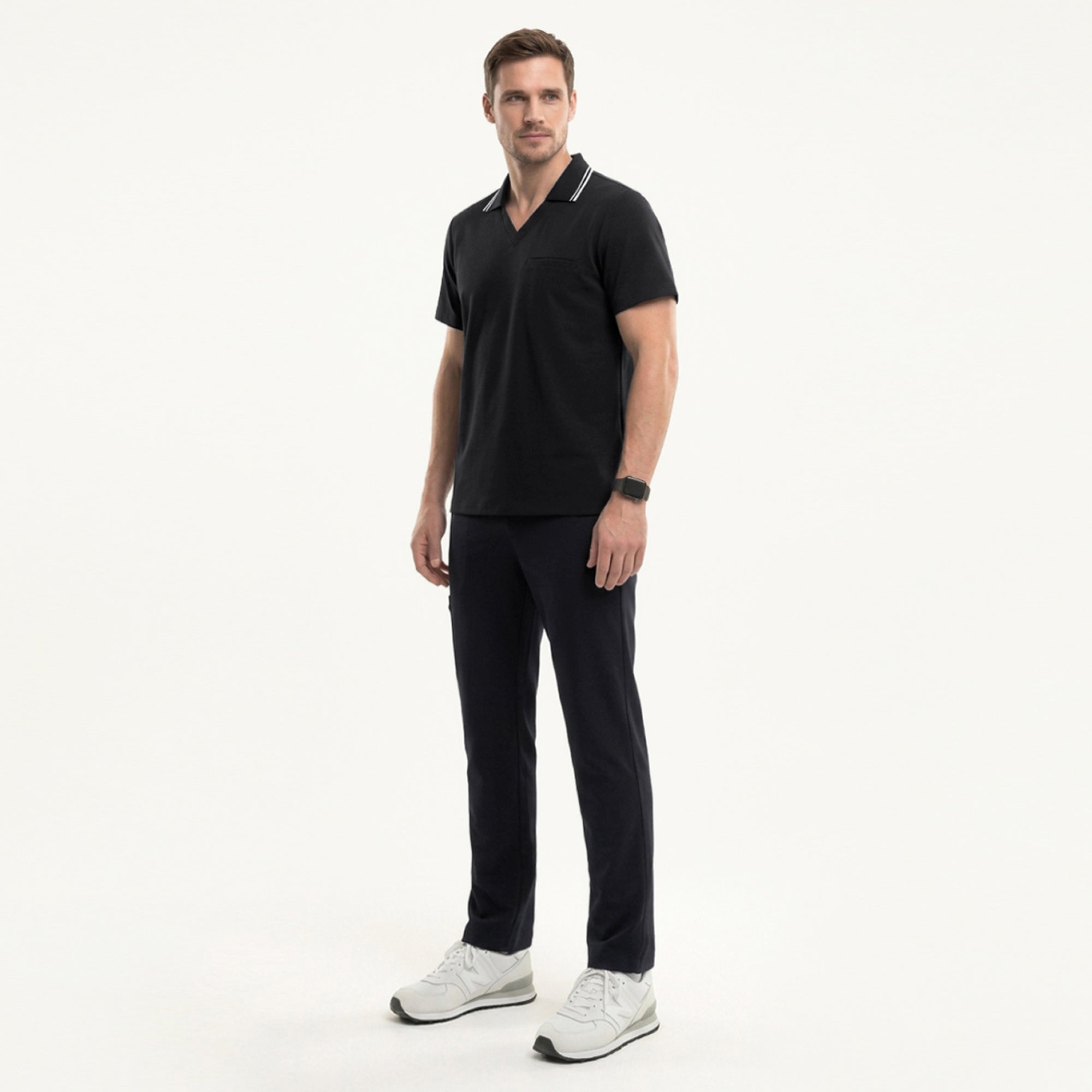 Image of Zenir | Men's Performance Polo Scrub Top - Jet Black