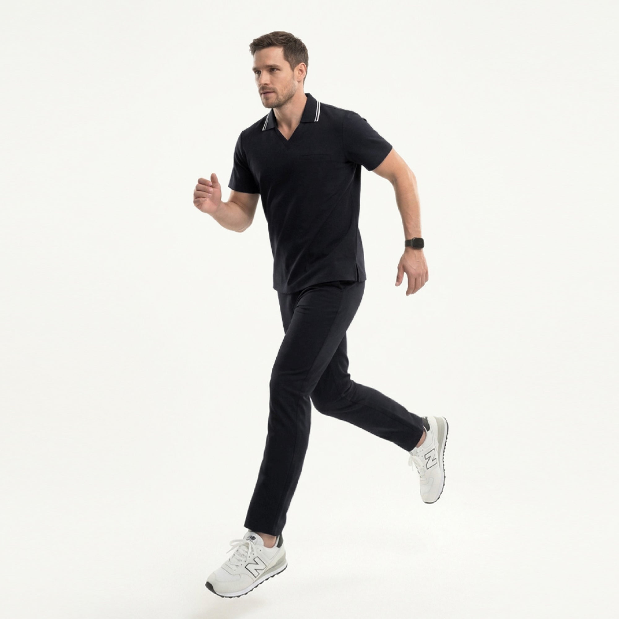 Image of Zenir | Men's Performance Polo Scrub Top - Jet Black