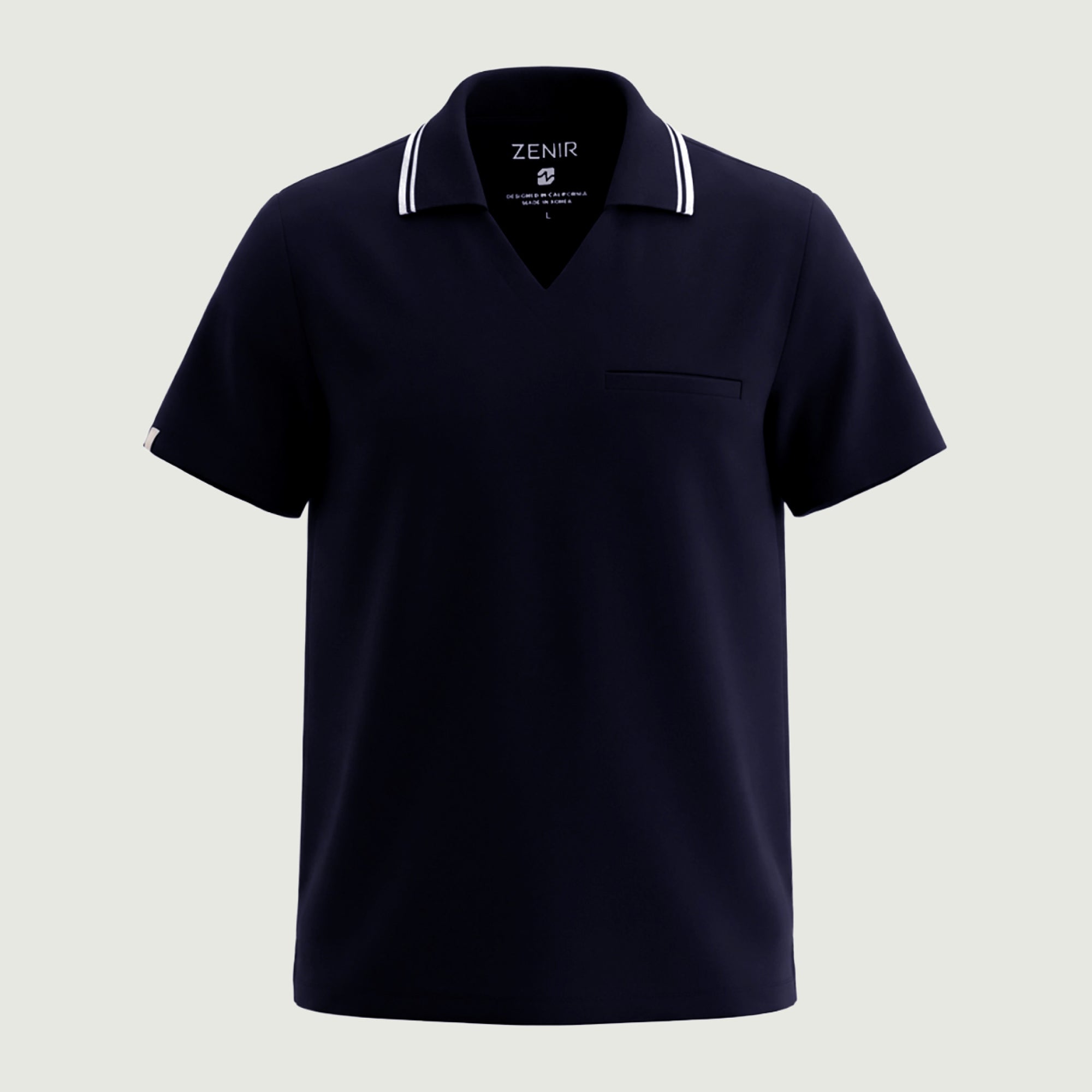 Image of Zenir | Men's Performance Polo Scrub Top - Midnight Navy