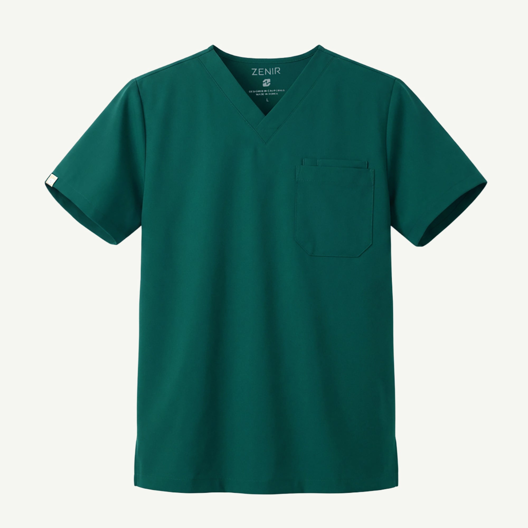 Image of Zenir | Men's 3-Pocket Scrub Top - Pine Green
