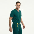 Zenir | Men's 3-Pocket Scrub Top - Pine Green
