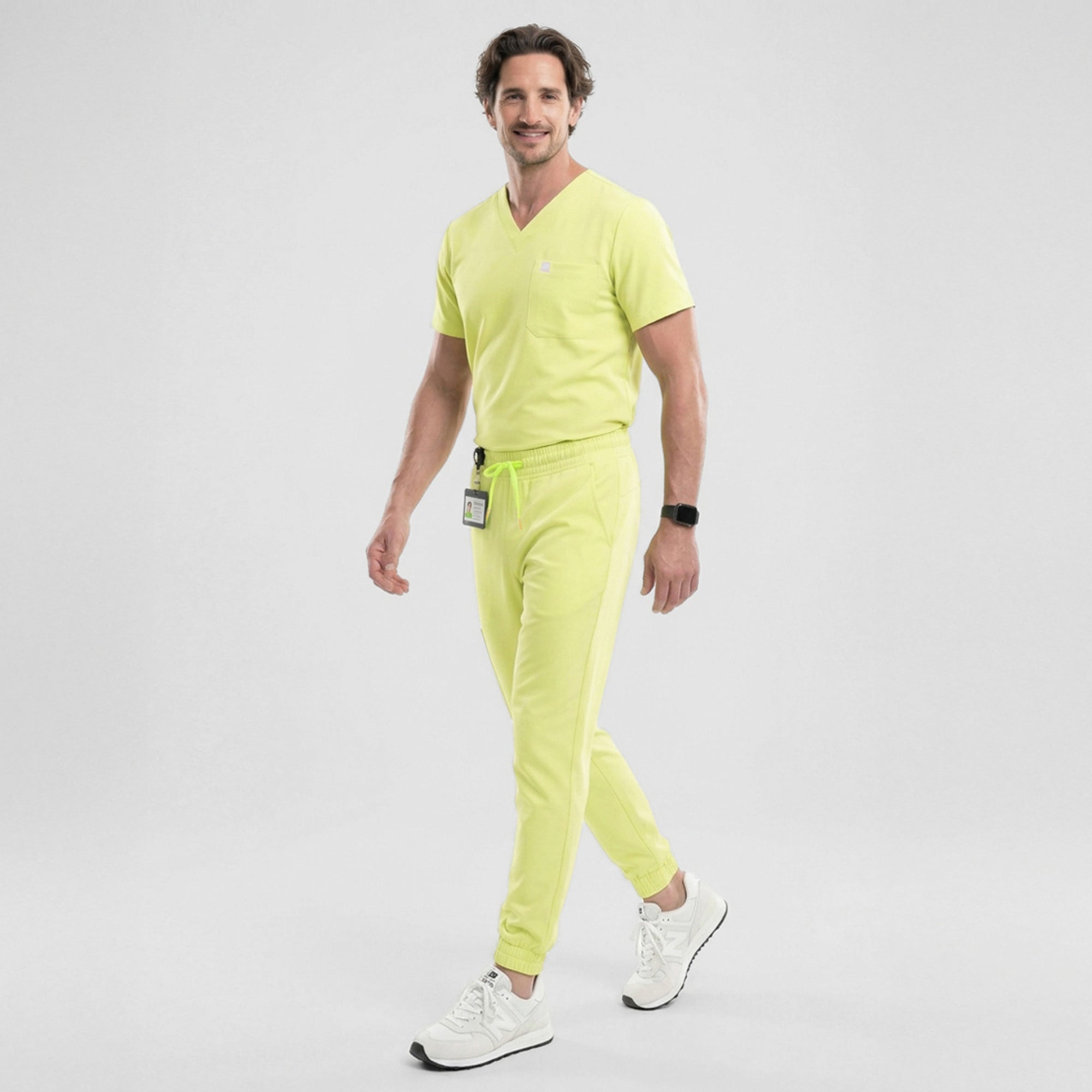 Image of Zenir | Men's Single Pocket Scrub Top - Pineapple Yellow