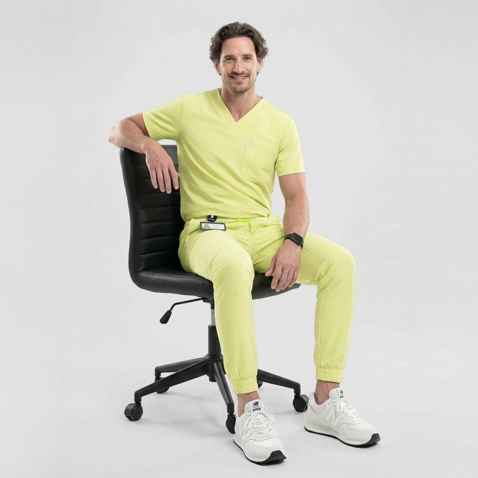 Image of Zenir | Men's Single Pocket Scrub Top - Pineapple Yellow