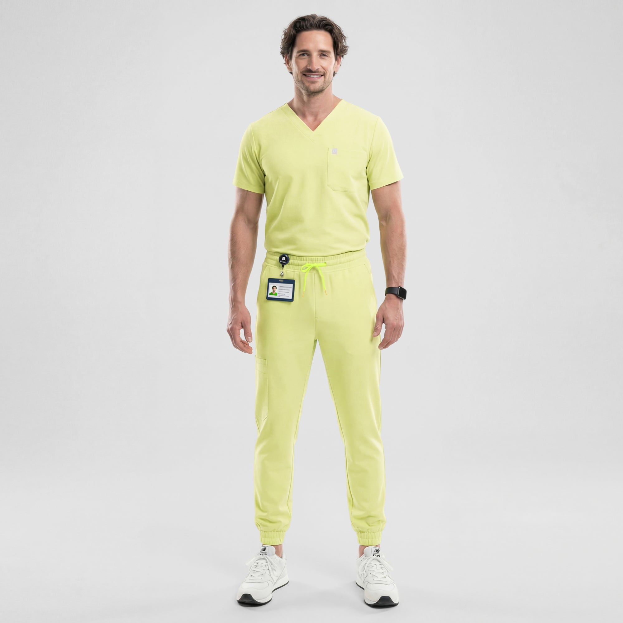 Image of Zenir | Men's Single Pocket Scrub Top - Pineapple Yellow