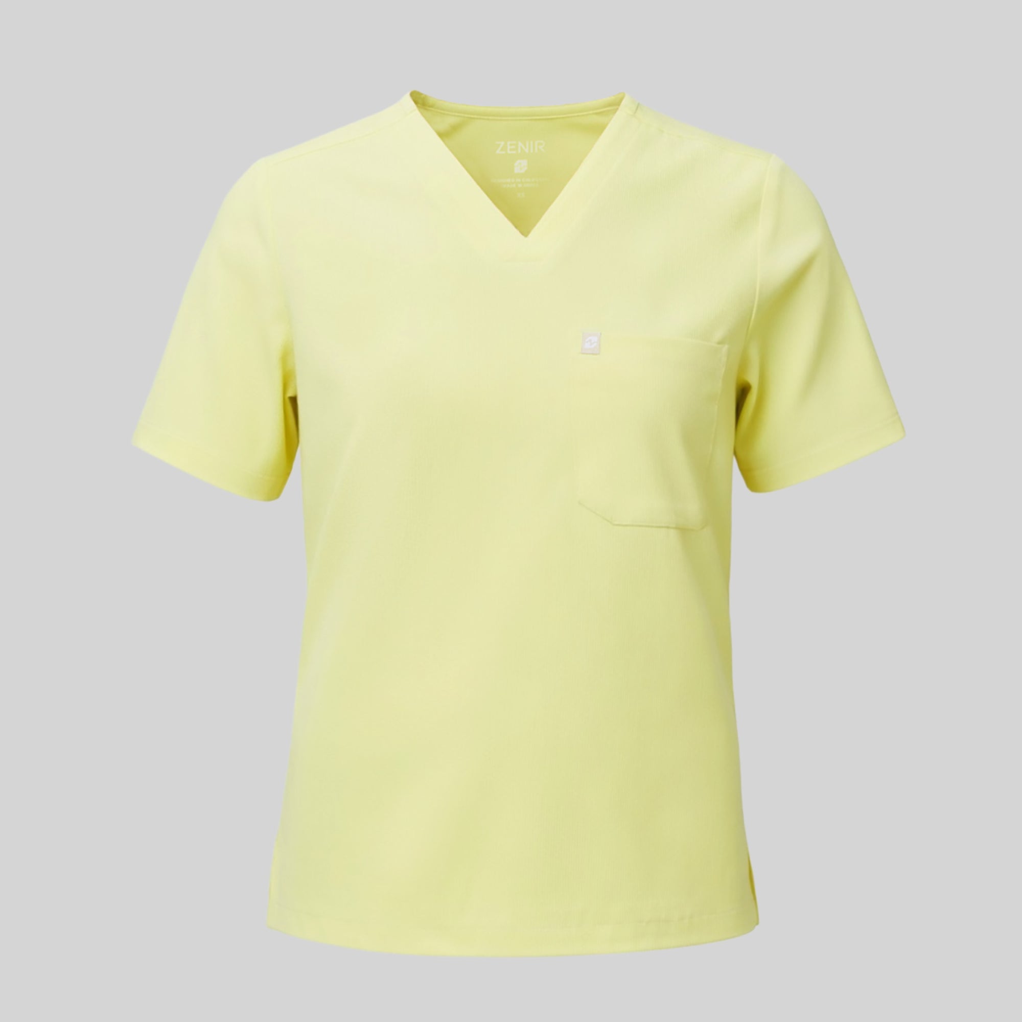 Image of Zenir | Men's Single Pocket Scrub Top - Pineapple Yellow