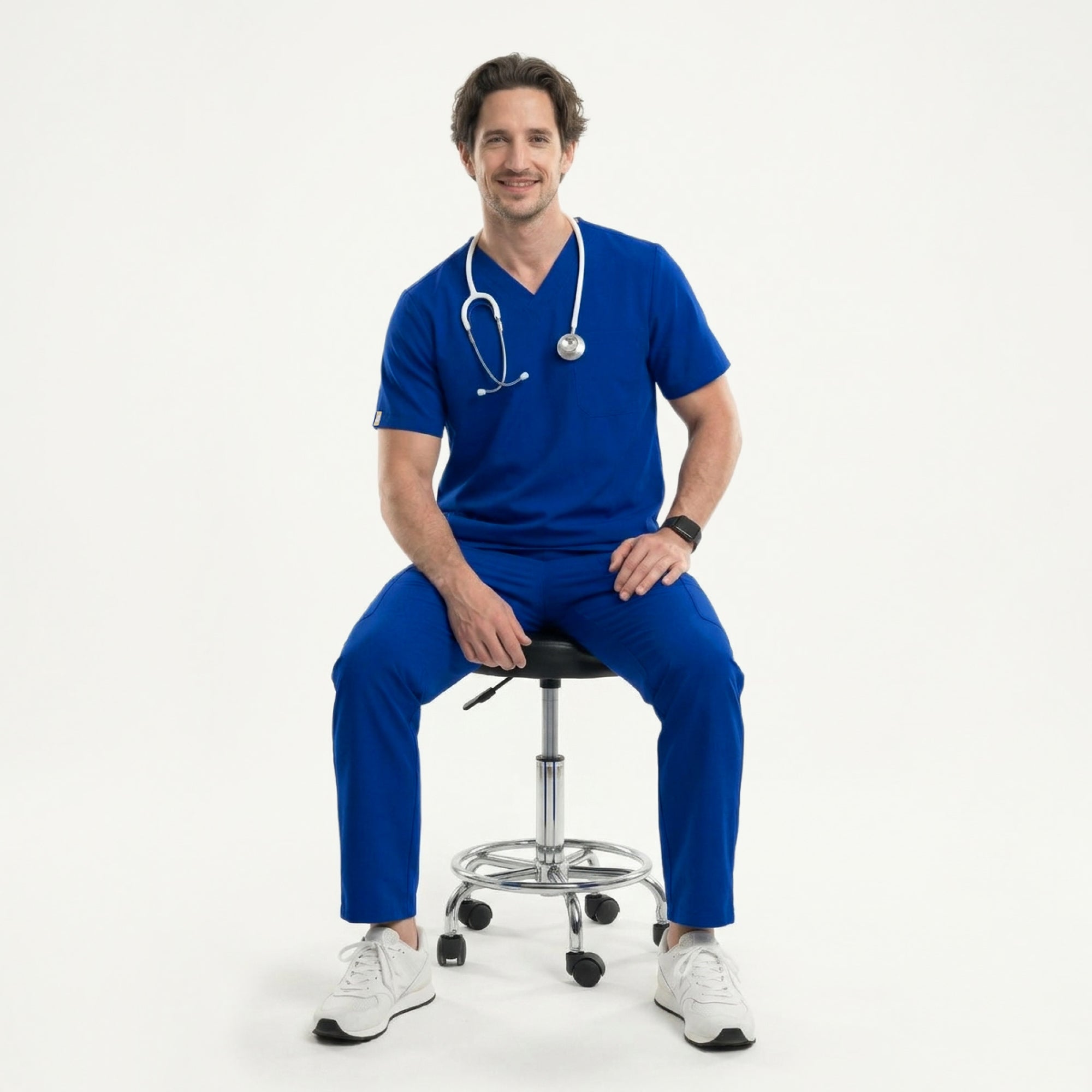 Image of Zenir | Men's 3-Pocket Scrub Top - Royal Blue