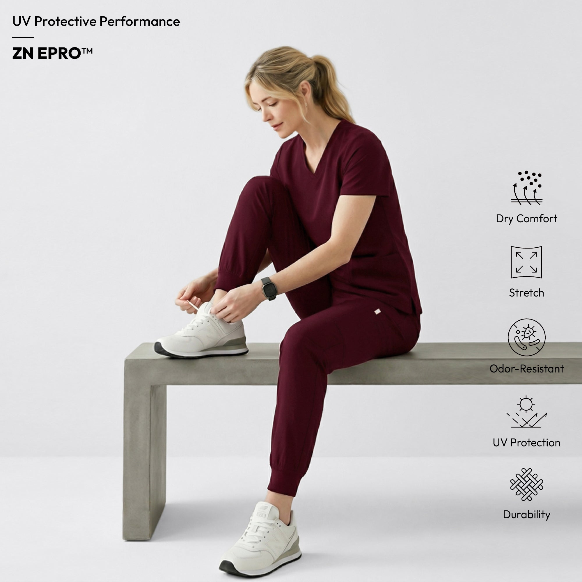 Image of Zenir | Women's Easy-Fit Jogger Scrub Pants - Burgundy
