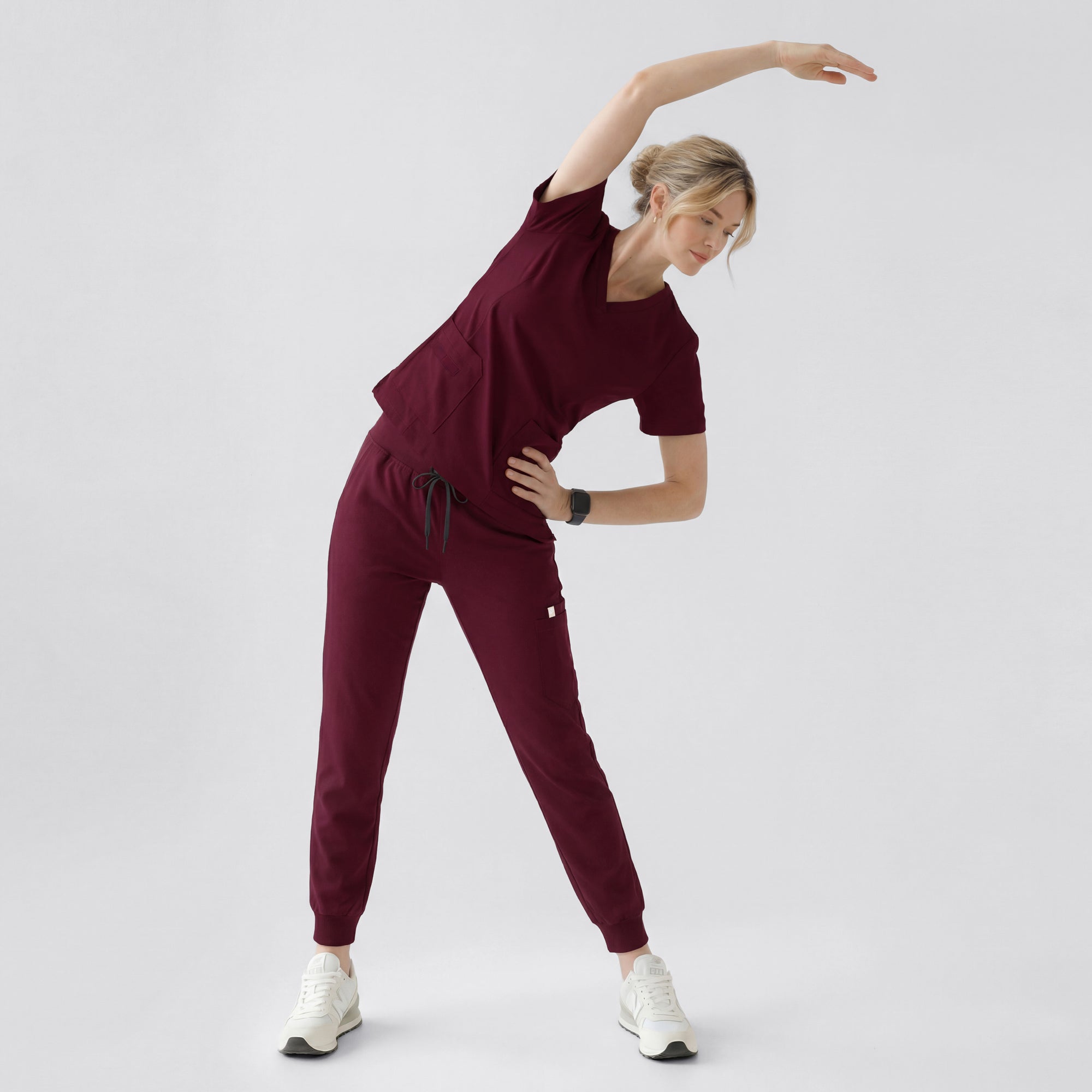 Image of Zenir | Women's Easy-Fit Jogger Scrub Pants - Burgundy