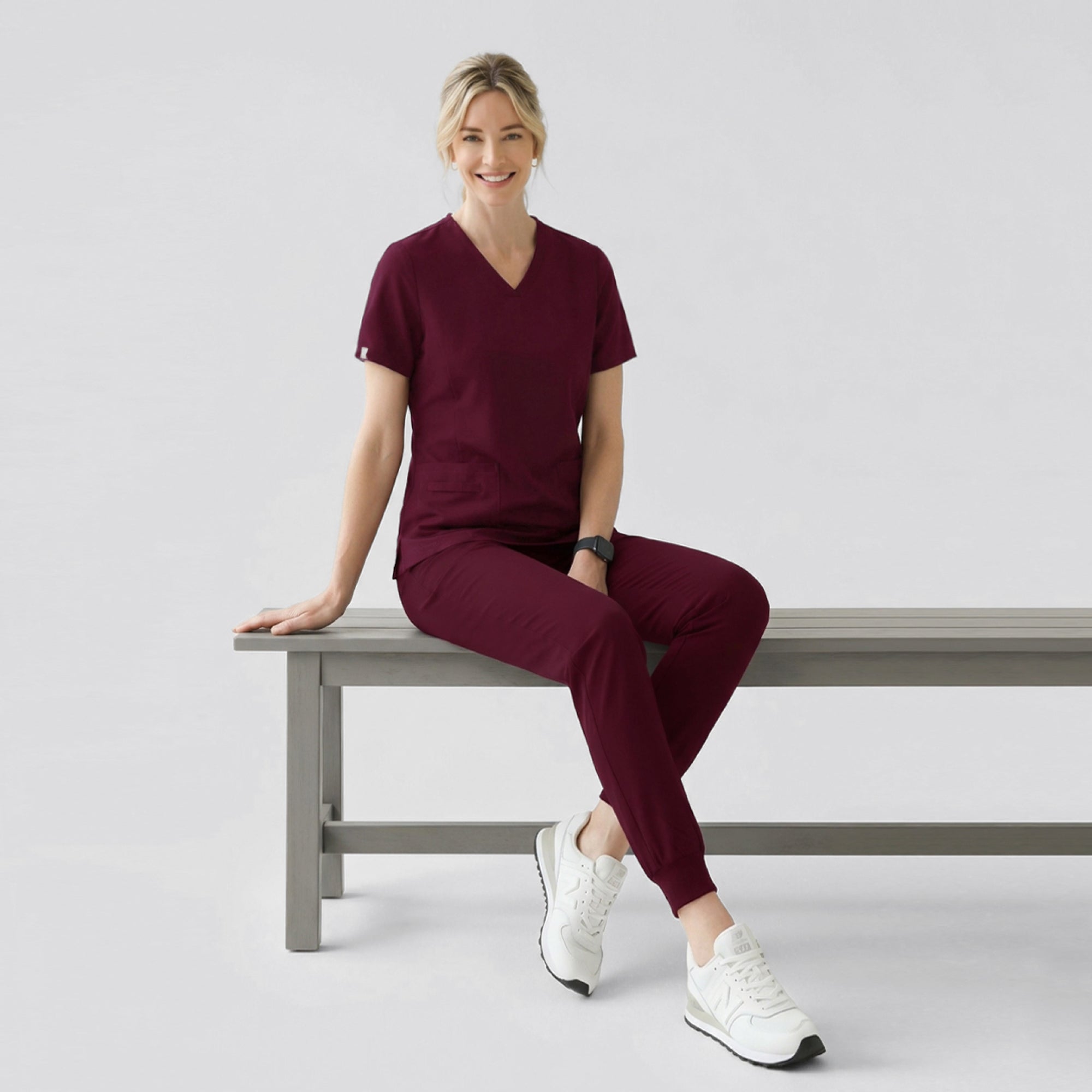 Image of Zenir | Women's Easy-Fit Jogger Scrub Pants - Burgundy