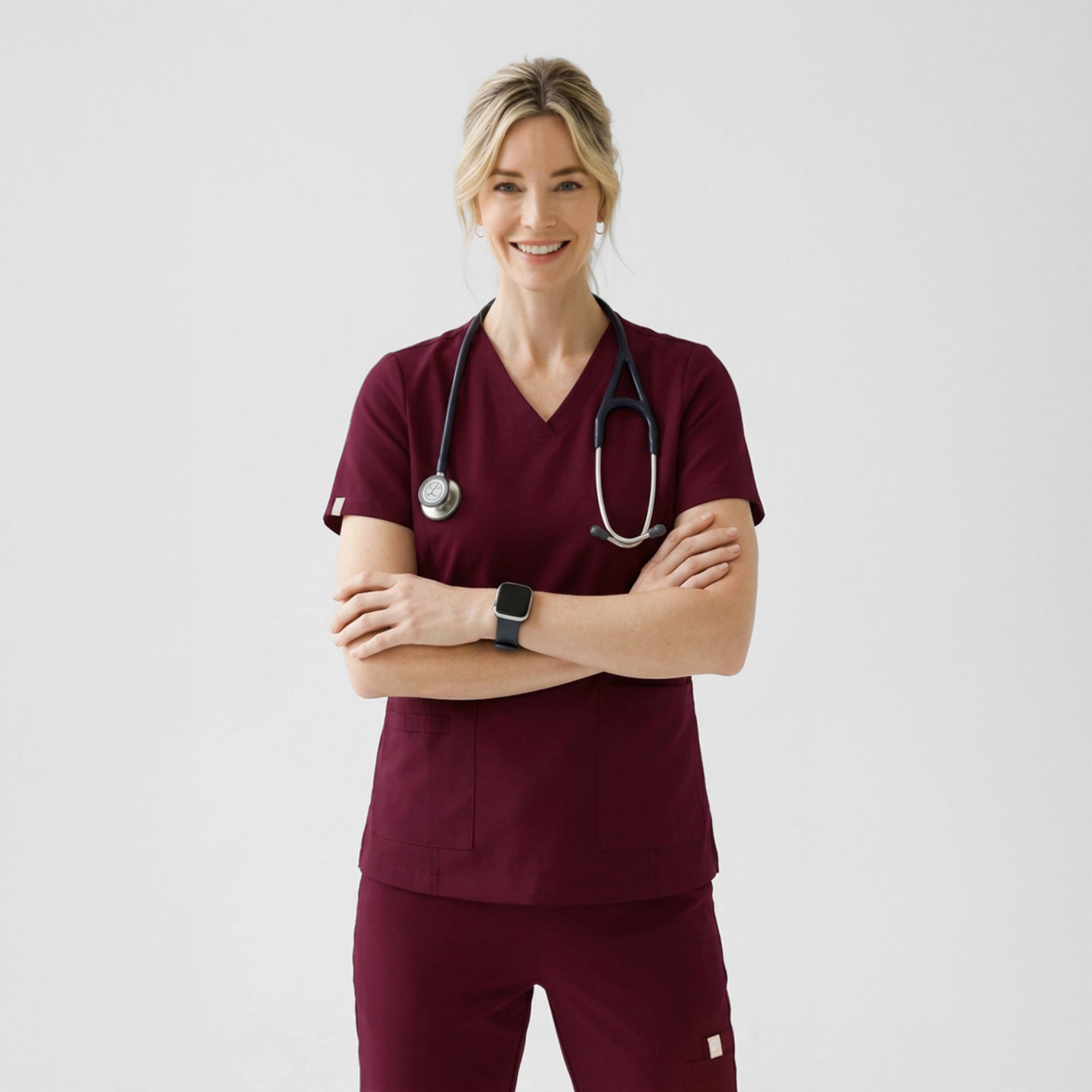 Image of Zenir | Women's Easy-Fit Jogger Scrub Pants - Burgundy