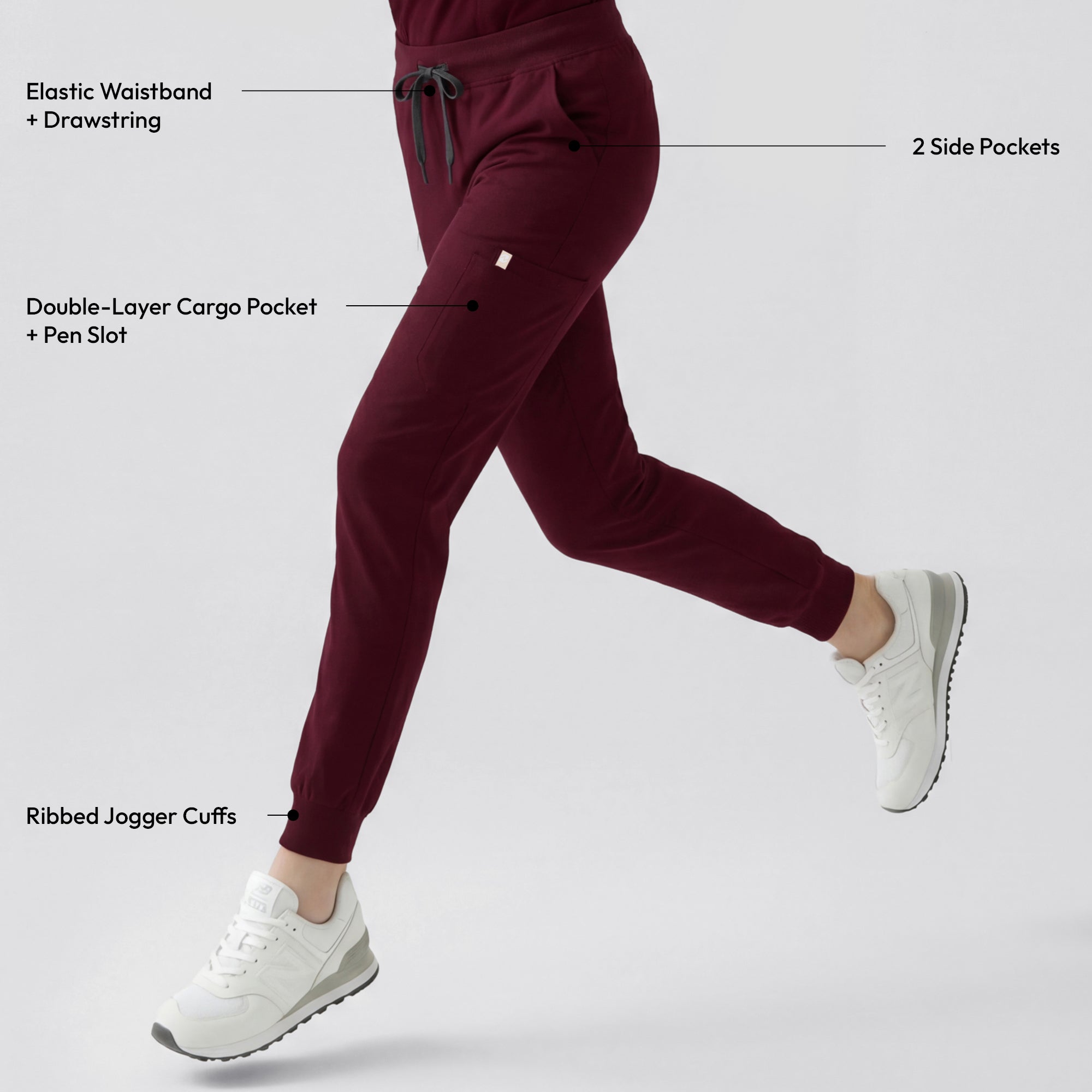 Image of Zenir | Women's Easy-Fit Jogger Scrub Pants - Burgundy