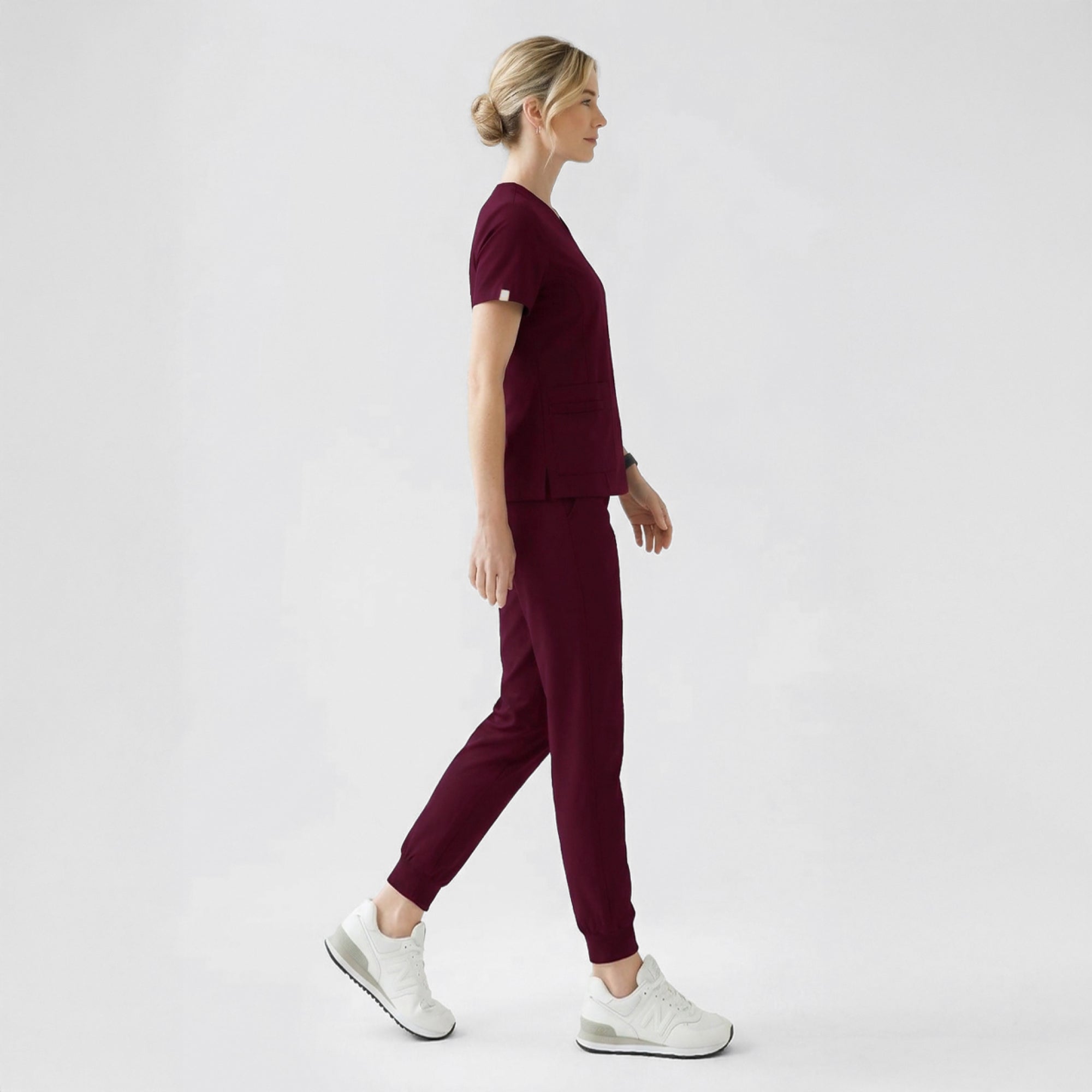 Image of Zenir | Women's VersaPocket Scrub Top - Burgundy