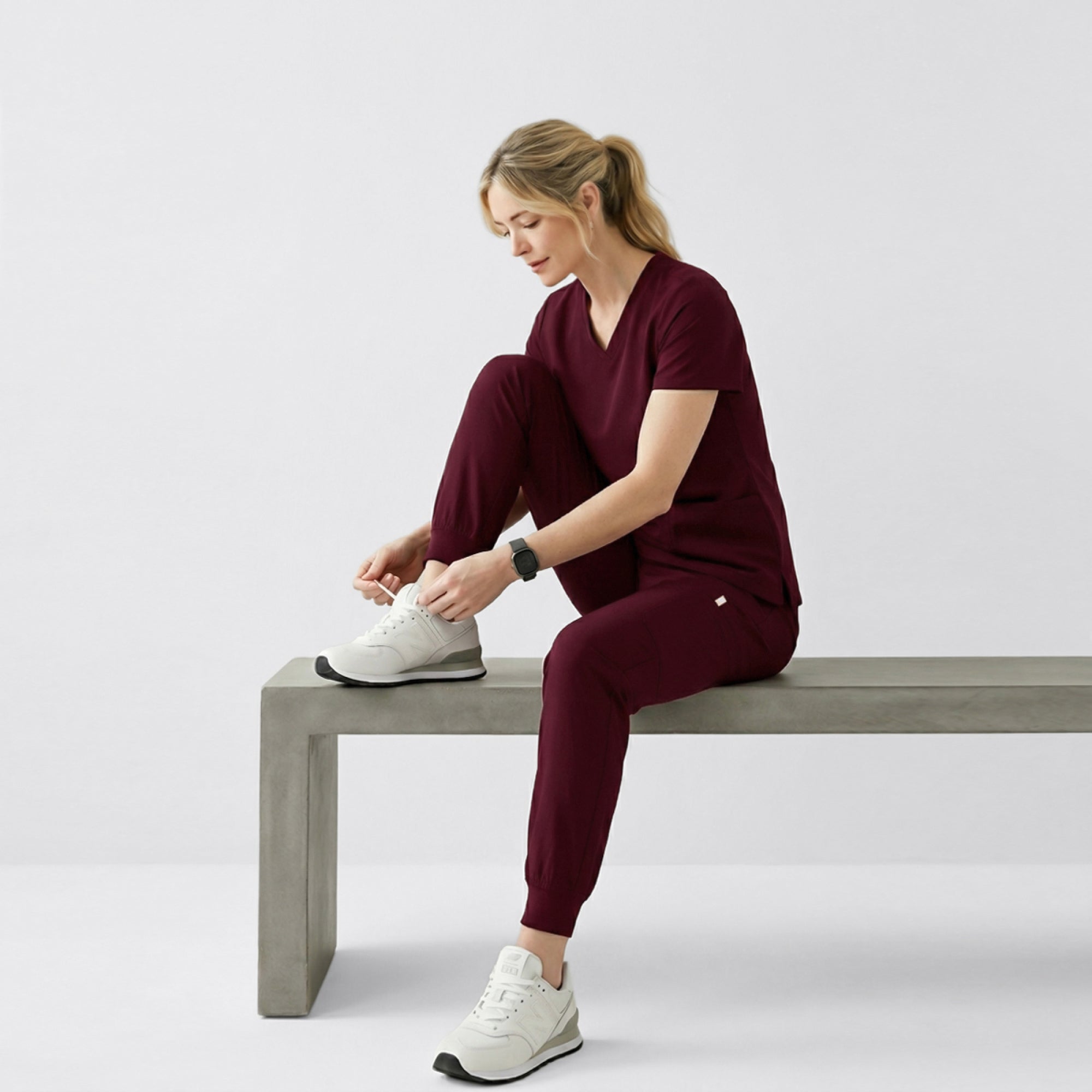 Image of Zenir | Women's VersaPocket Scrub Top - Burgundy