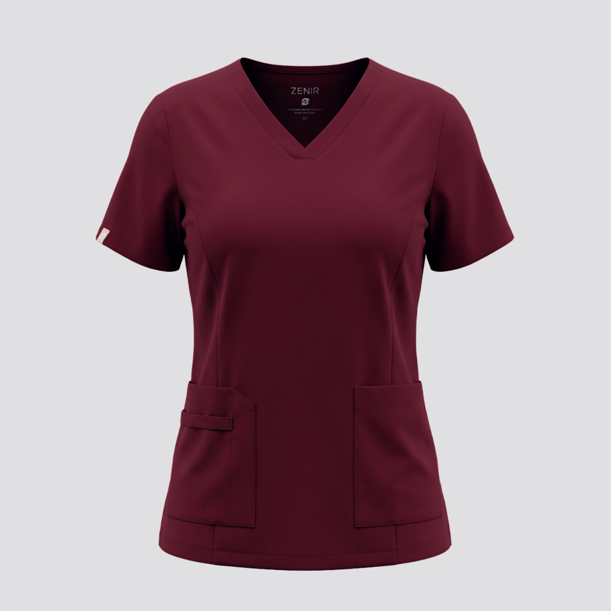 Image of Zenir | Women's VersaPocket Scrub Top - Burgundy