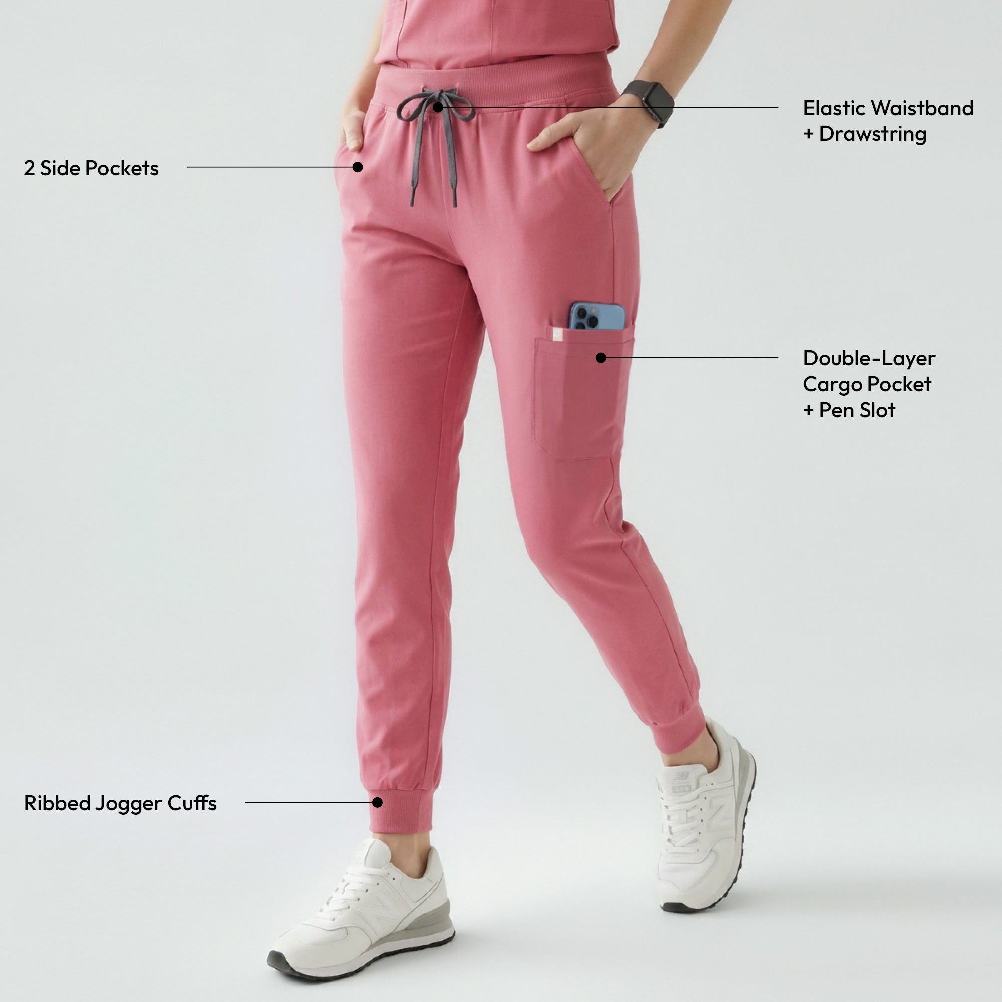 Image of Zenir | Women's Easy-Fit Jogger Scrub Pants - Coral Pink