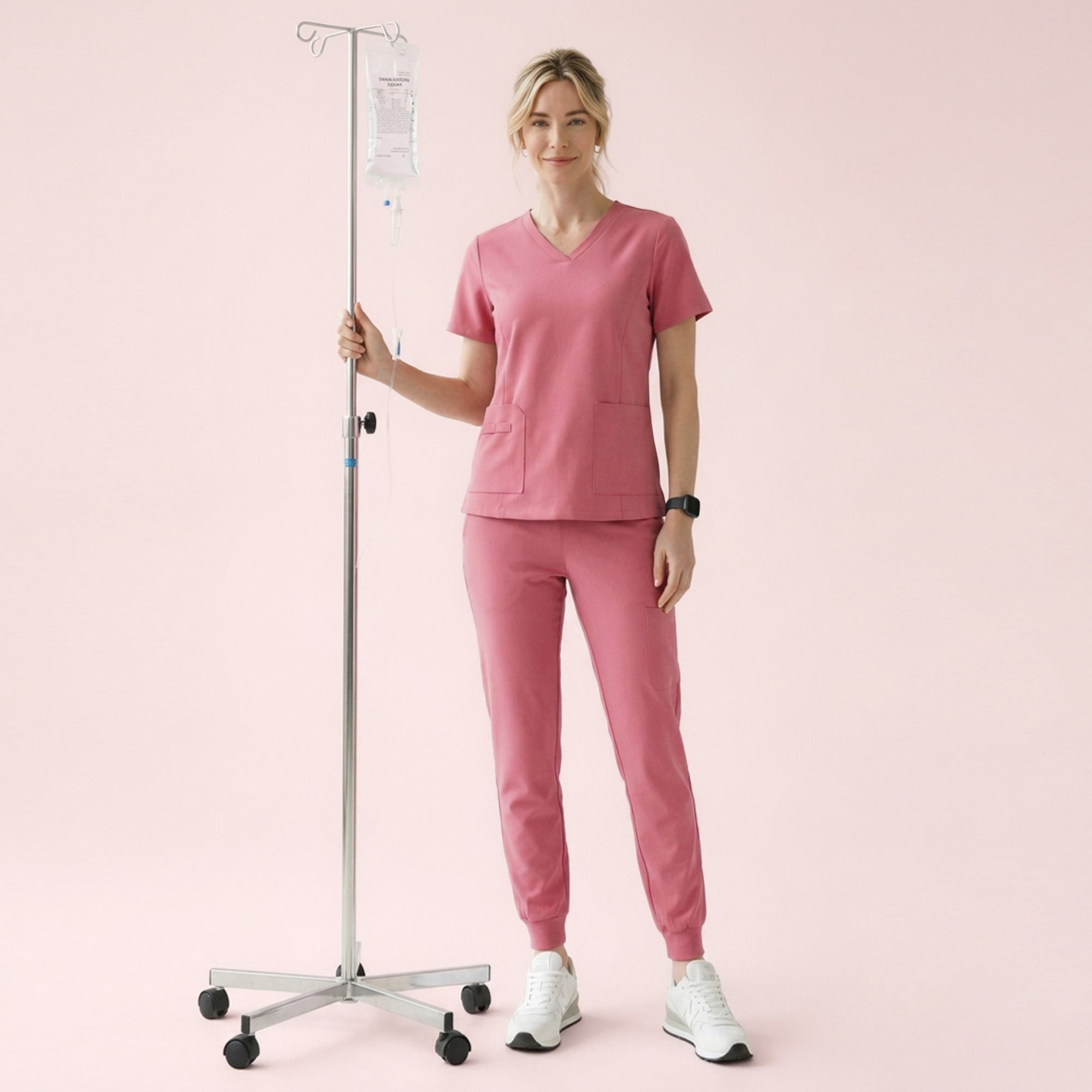 Image of Zenir | Women's Easy-Fit Jogger Scrub Pants - Coral Pink