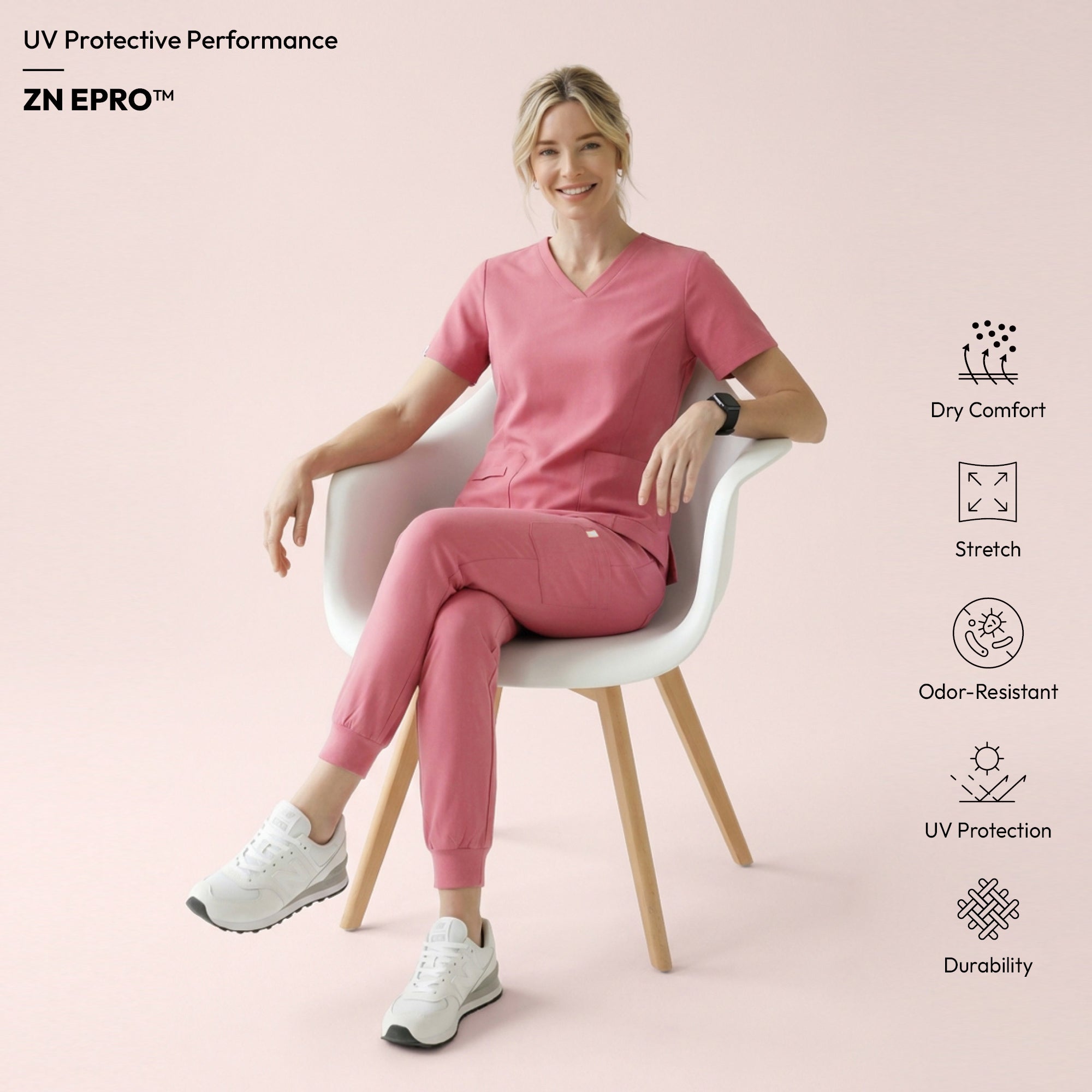 Image of Zenir | Women's Easy-Fit Jogger Scrub Pants - Coral Pink