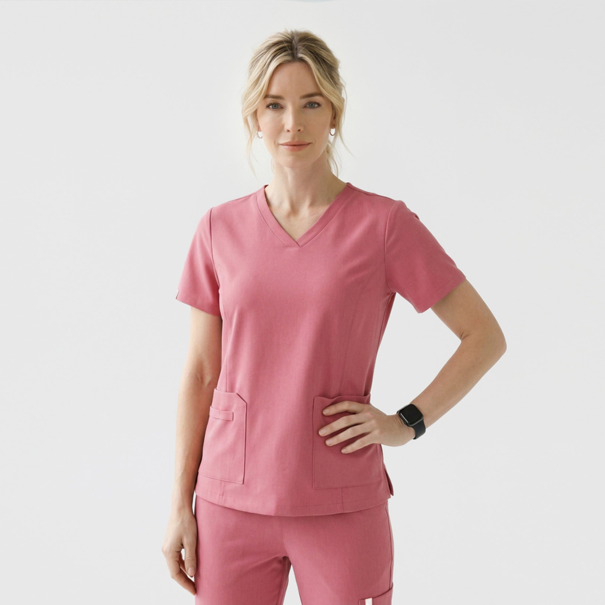 Image of Zenir | Women's Easy-Fit Jogger Scrub Pants - Coral Pink