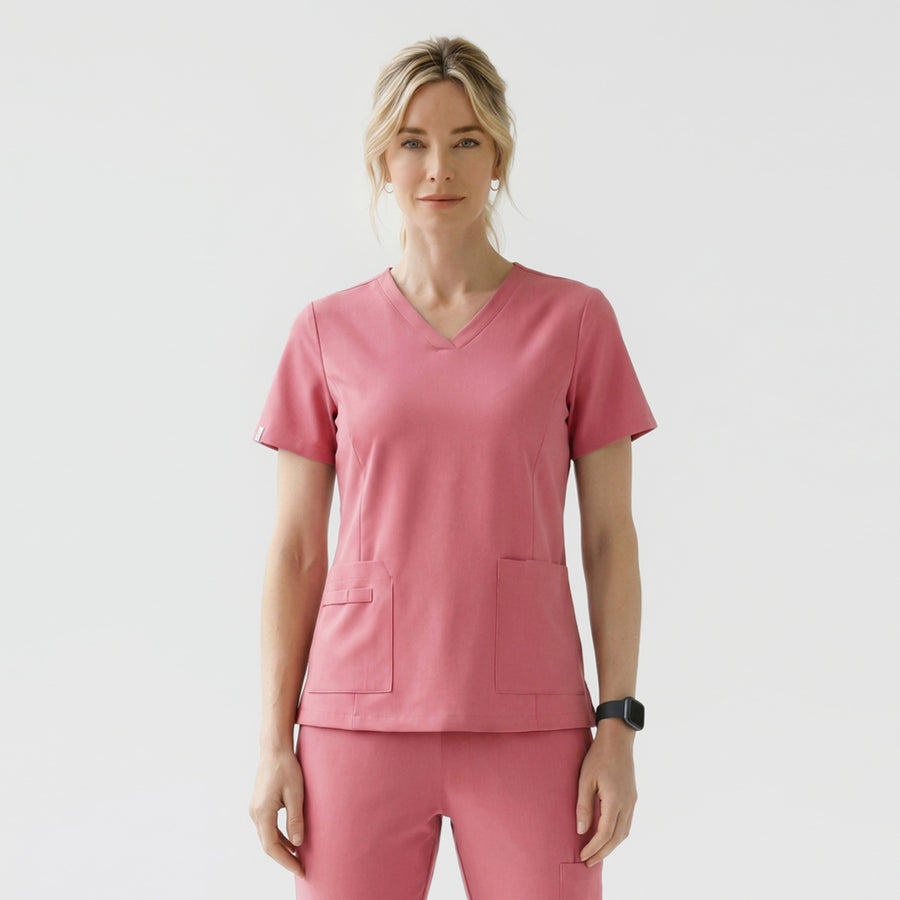 Zenir | Women's VersaPocket Scrub Top - Coral Pink