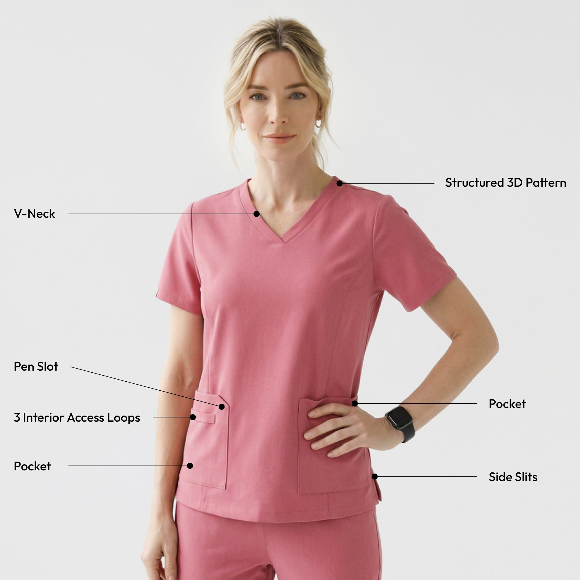 Image of Zenir | Women's VersaPocket Scrub Top - Coral Pink