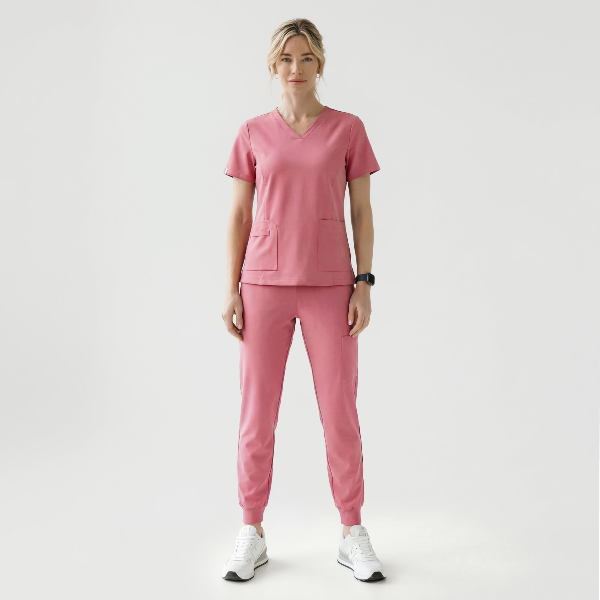 Image of Zenir | Women's VersaPocket Scrub Top - Coral Pink