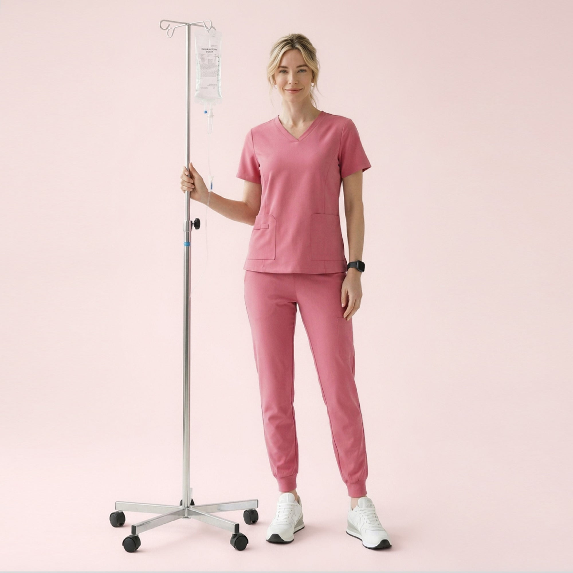 Image of Zenir | Women's VersaPocket Scrub Top - Coral Pink