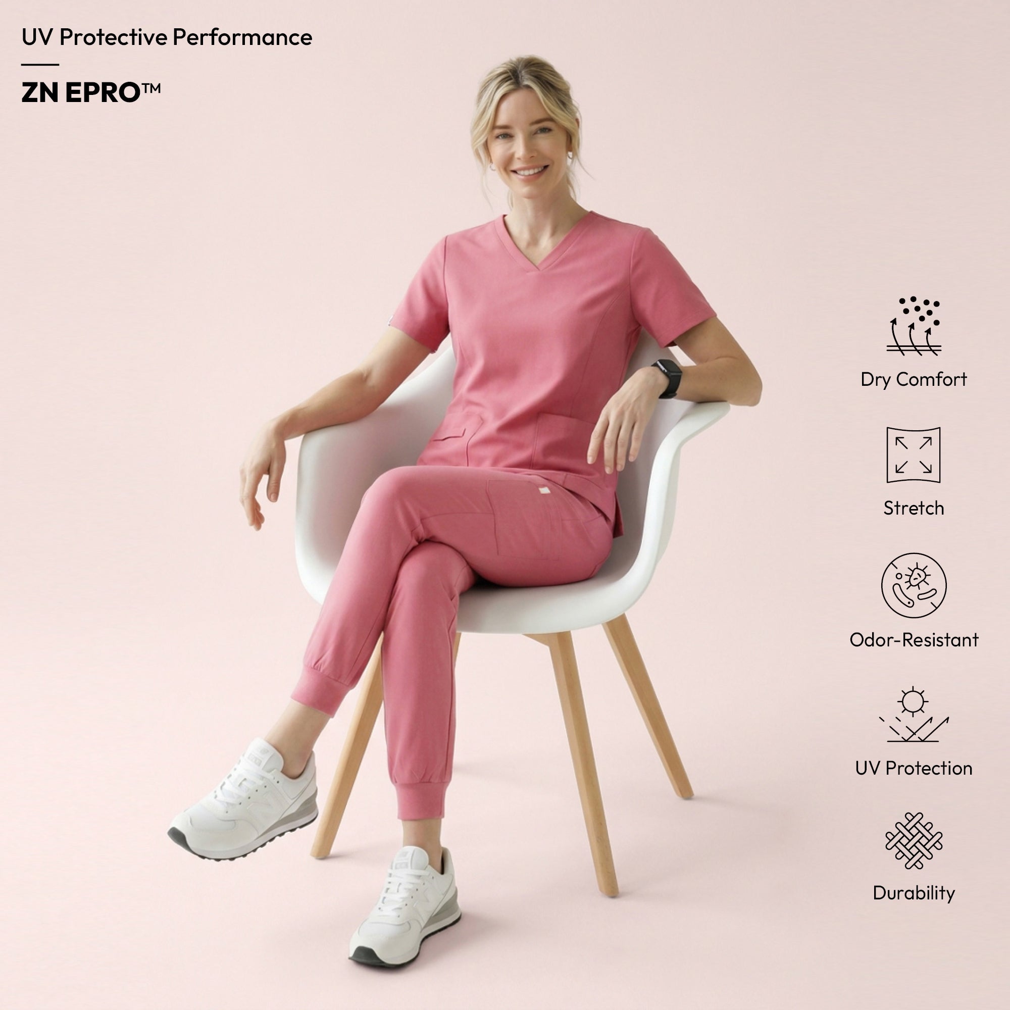 Image of Zenir | Women's VersaPocket Scrub Top - Coral Pink