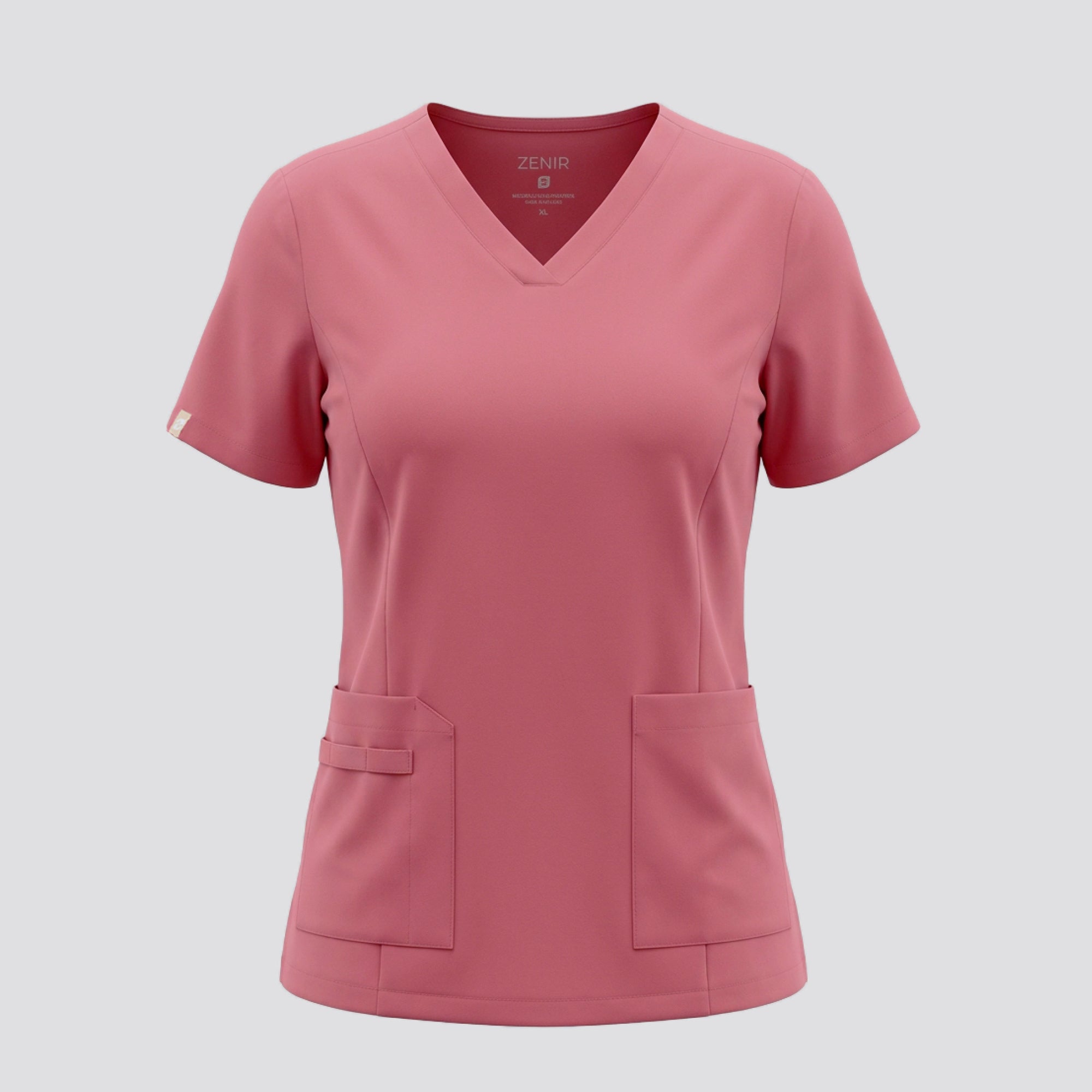 Image of Zenir | Women's VersaPocket Scrub Top - Coral Pink