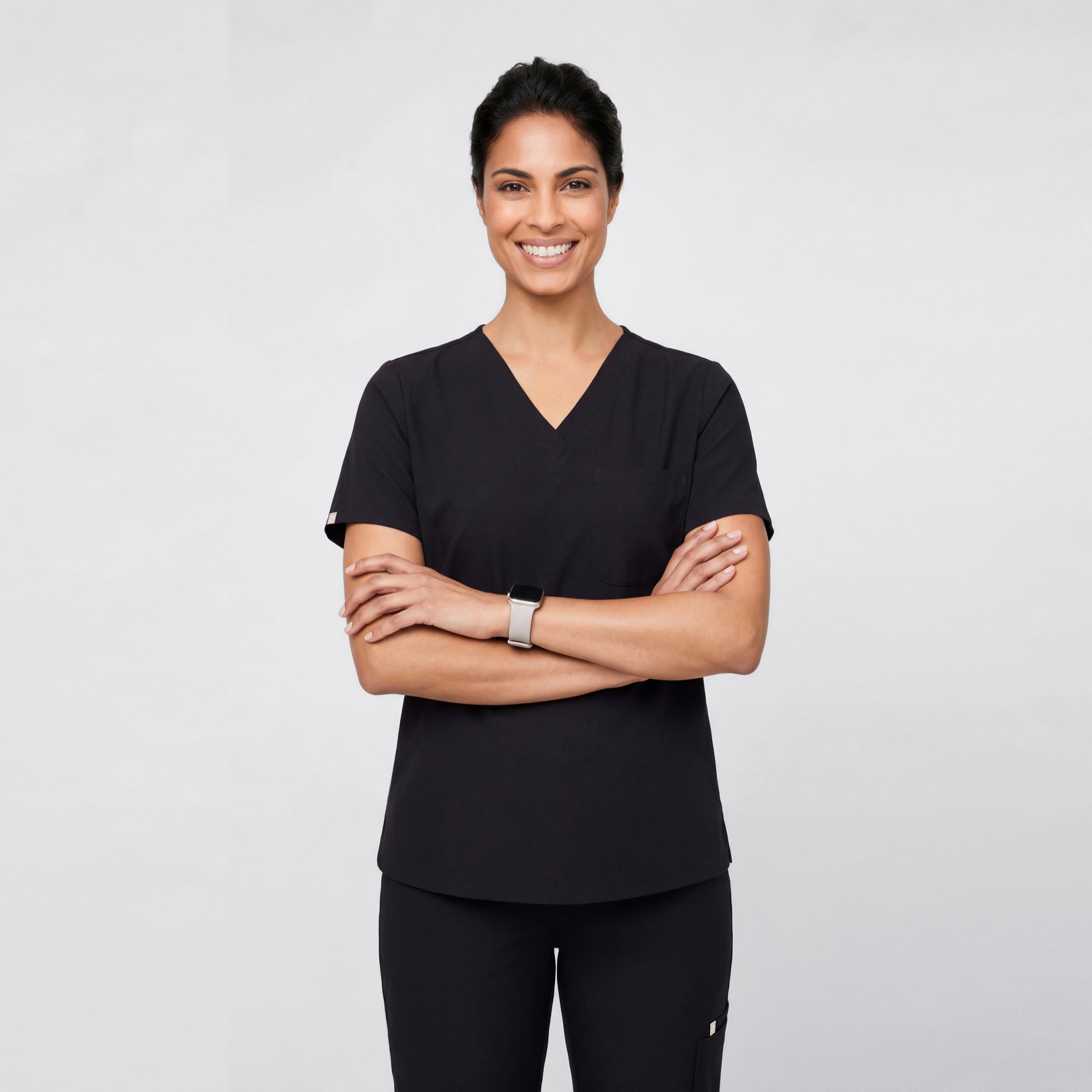 Image of Zenir | Women's 3-Pocket Scrub Top - Eco Black