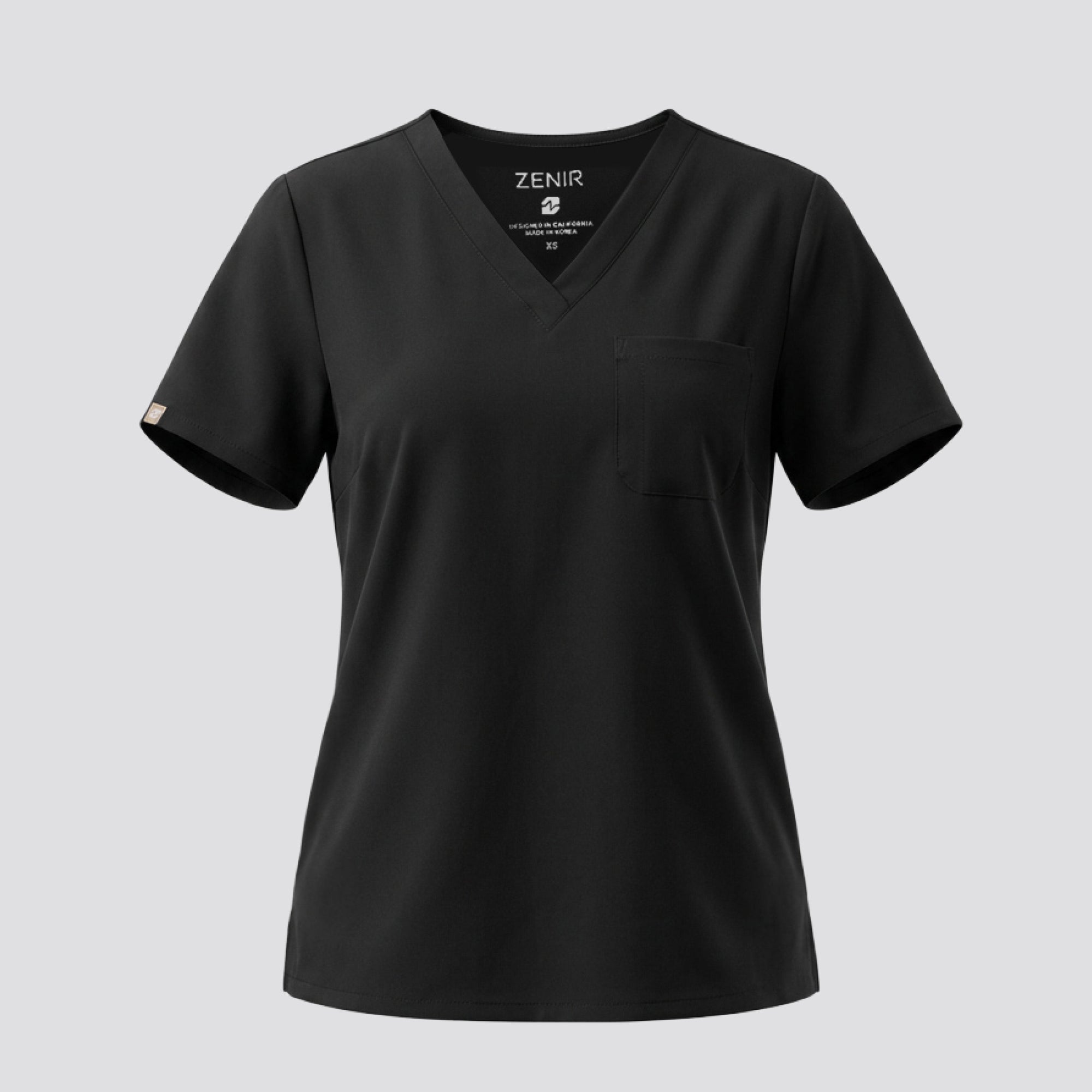 Image of Zenir | Women's 3-Pocket Scrub Top - Eco Black