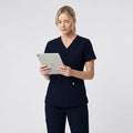 Zenir | Women's Double Pocket Scrub Top - Eco Navy