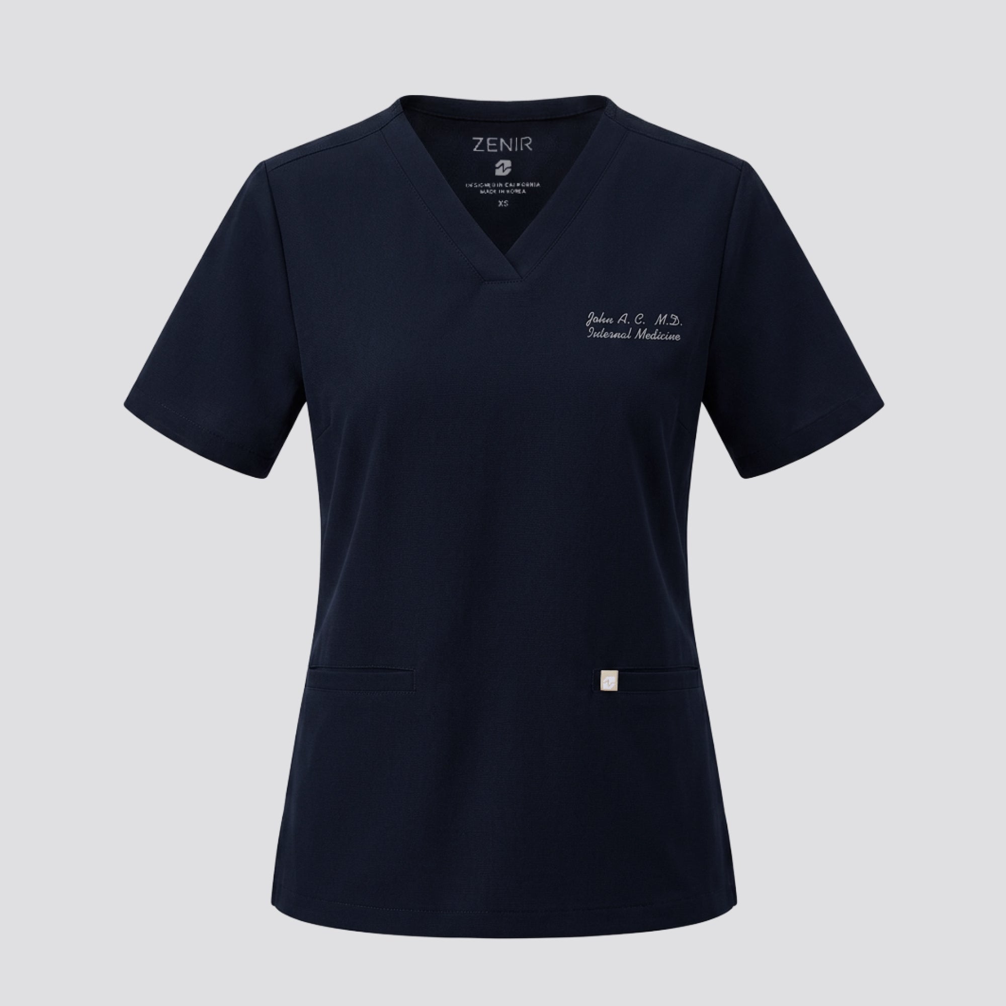 Image of Zenir | Women's Double Pocket Scrub Top - Eco Navy