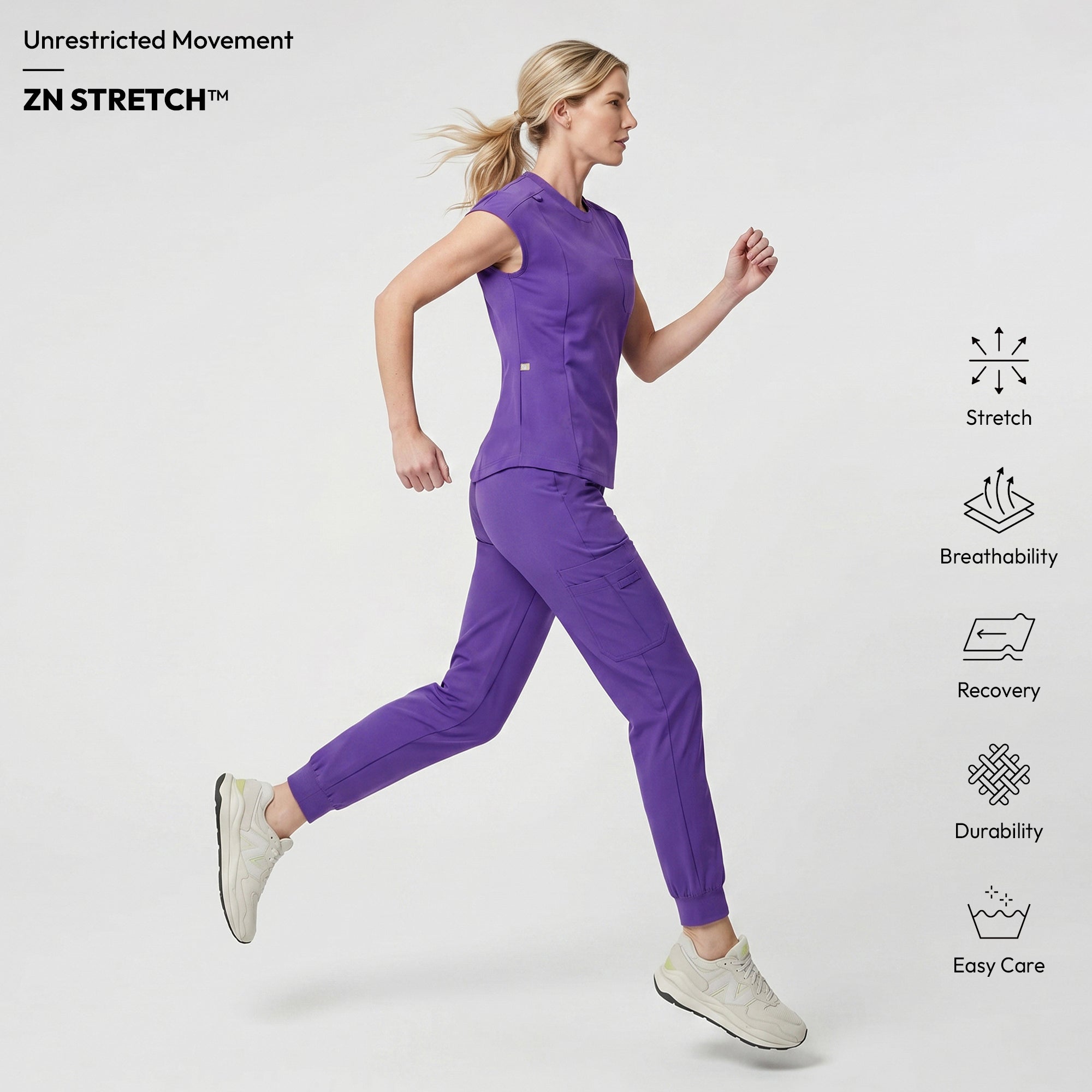 Image of Zenir | Women's Soft Stretch Crewneck Scrub Top - Eggplant