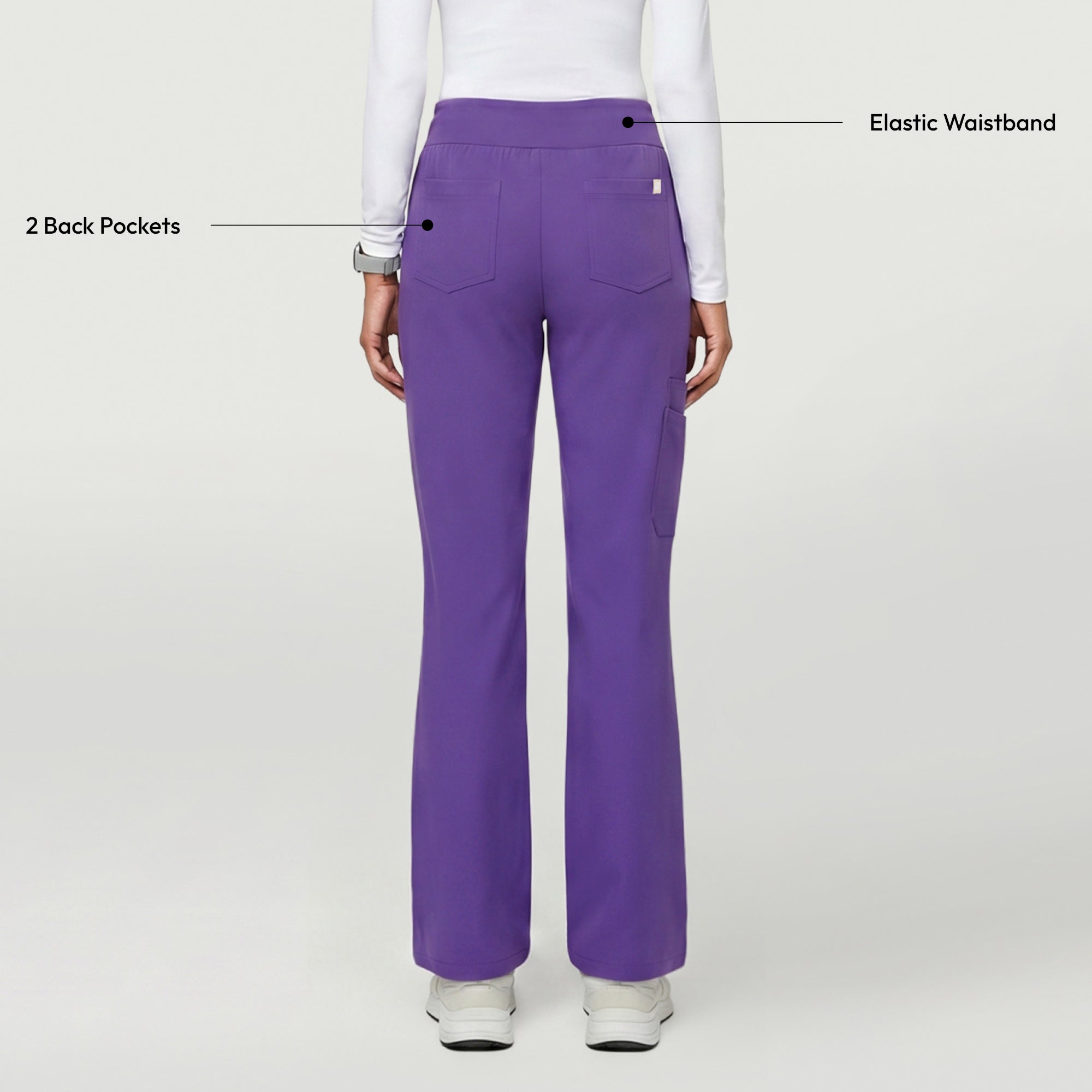 Image of Zenir | Women's Soft Stretch High Waisted Flare Scrub Pants - Eggplant